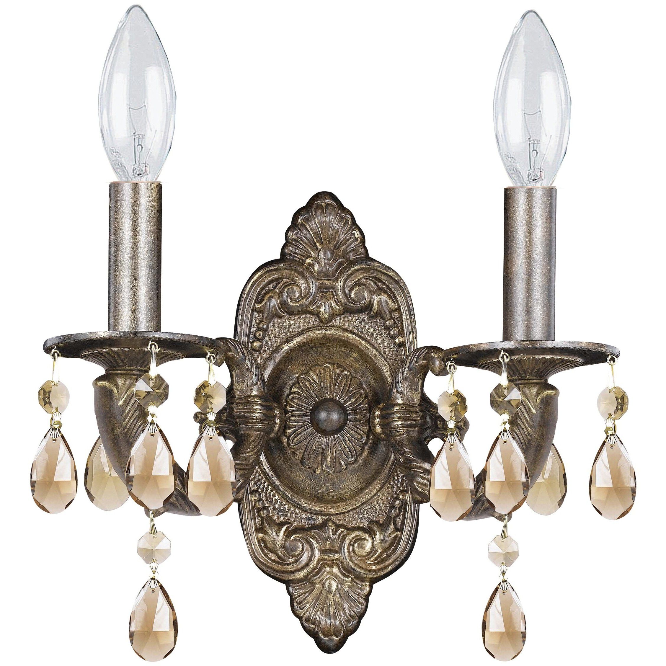 Paris Market Sconce Wall Light in Golden Teak Hand Cut, Venetian Bronze