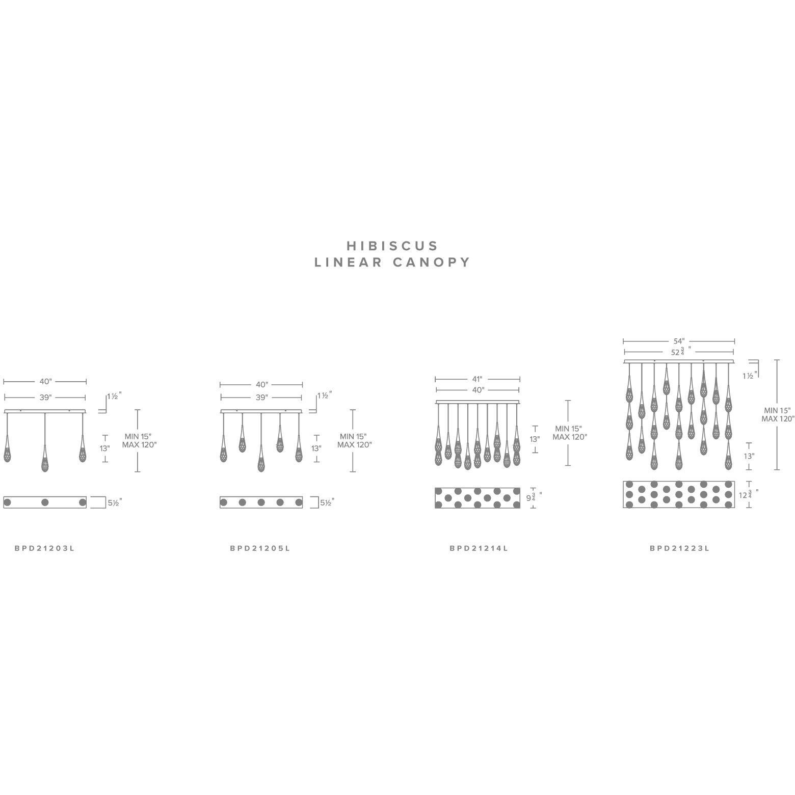 Beyond Hibiscus LED 40 inch Black Multi-Light Pendant Ceiling Light, Linear Canopy