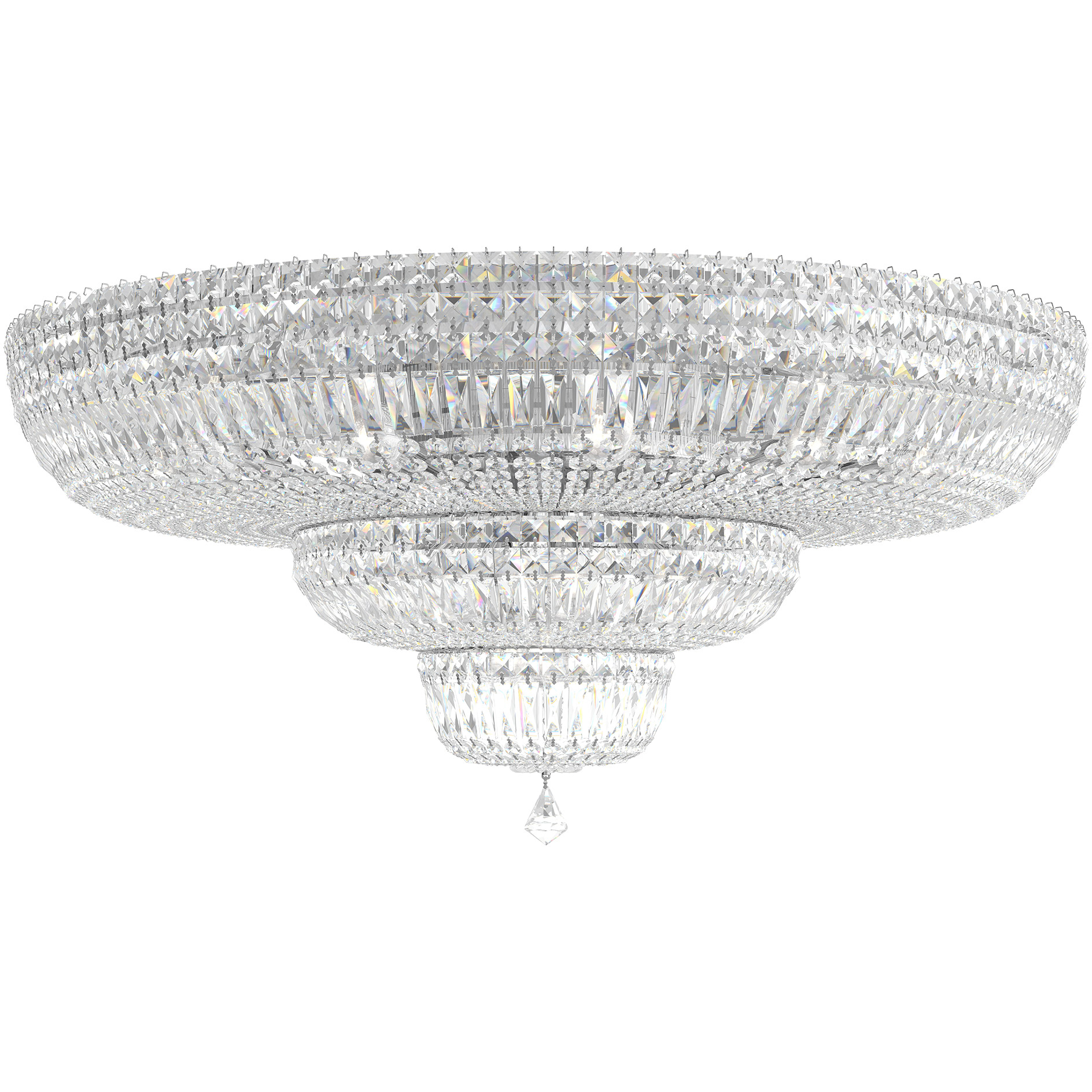 Petit Crystal Deluxe 27 Light Polished Silver Flush Mount Ceiling