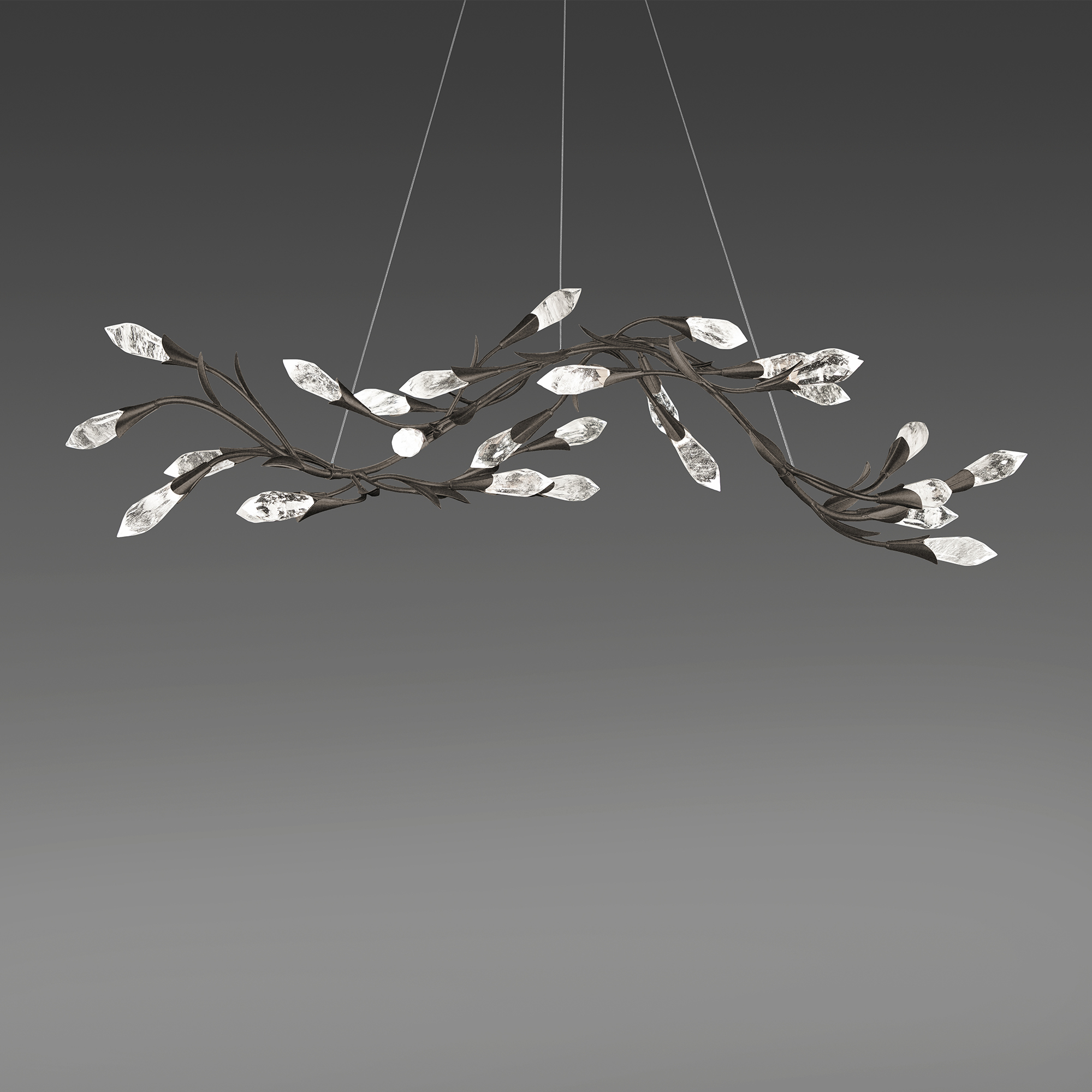 Signature Secret Garden LED 56.3 inch Antique Pewter Linear Chandelier Ceiling Light, Schonbek Signature