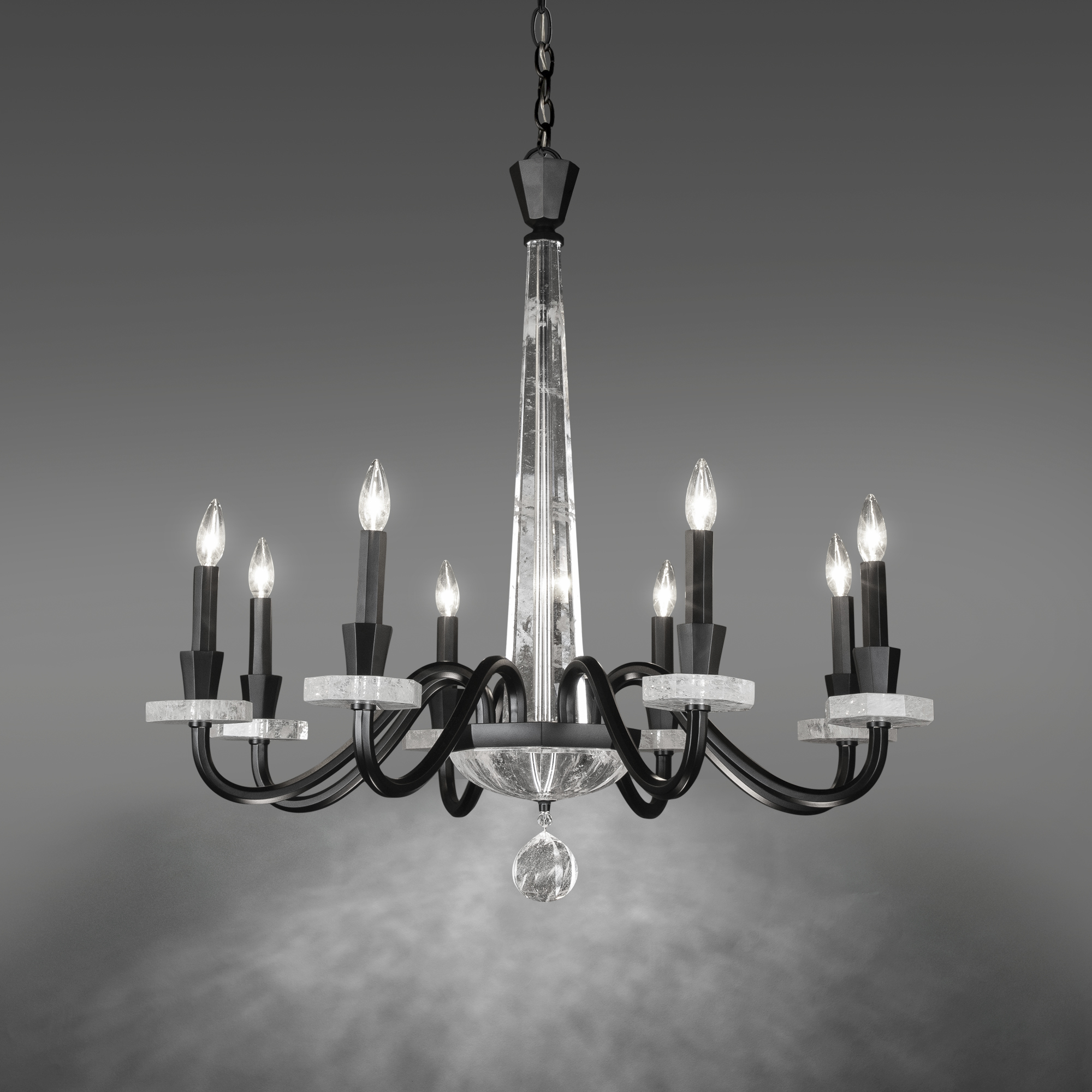 Signature Amadeus 8 Light 34 inch Matte Black Chandelier Ceiling Light, Schonbek Signature