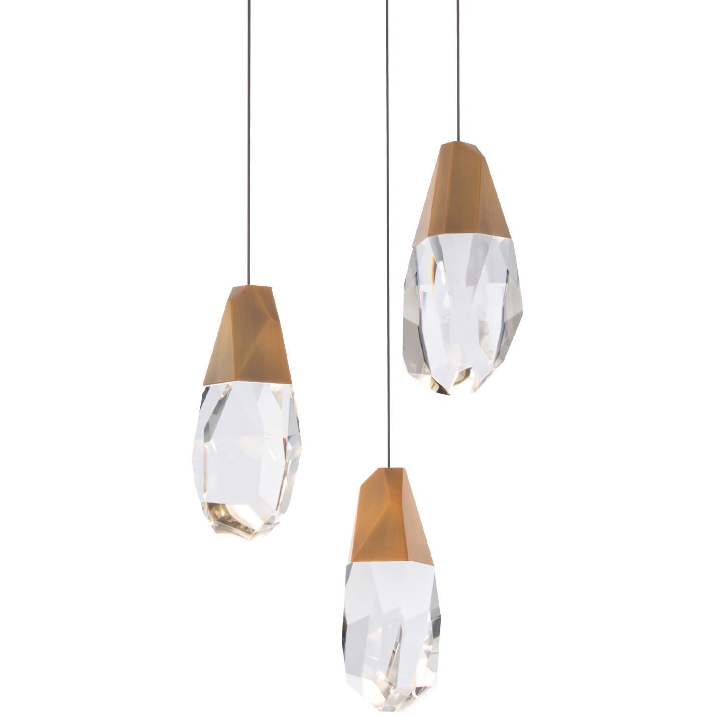Beyond Martini LED 12 inch Aged Brass Multi-Light Pendant Ceiling Light in Optic, Beyond
