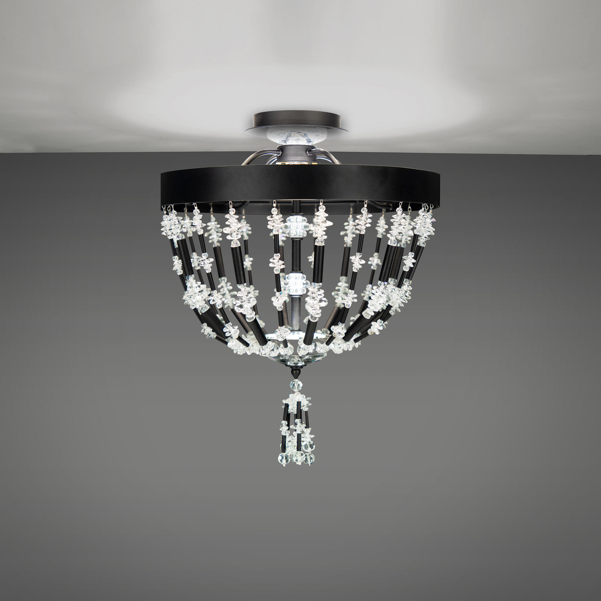 Signature Bali LED 16 inch Matte Black Semi-Flush Mount Ceiling Light, Schonbek Signature