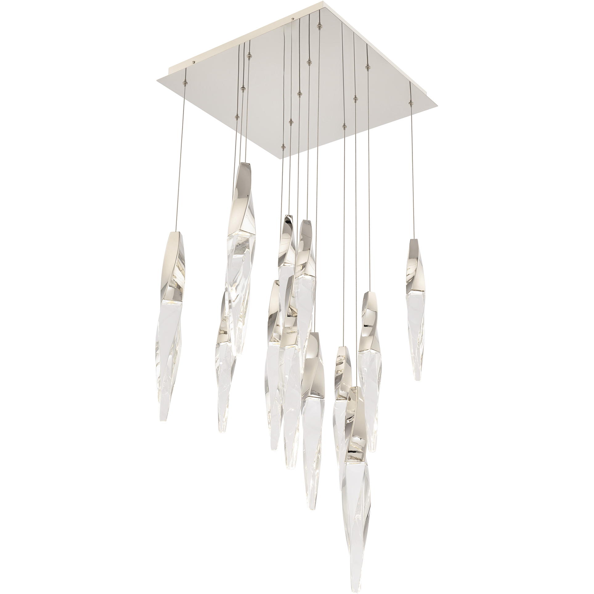 Beyond Kindjal LED 20 inch Polished Nickel Multi-Light Pendant Ceiling Light, Square Canopy