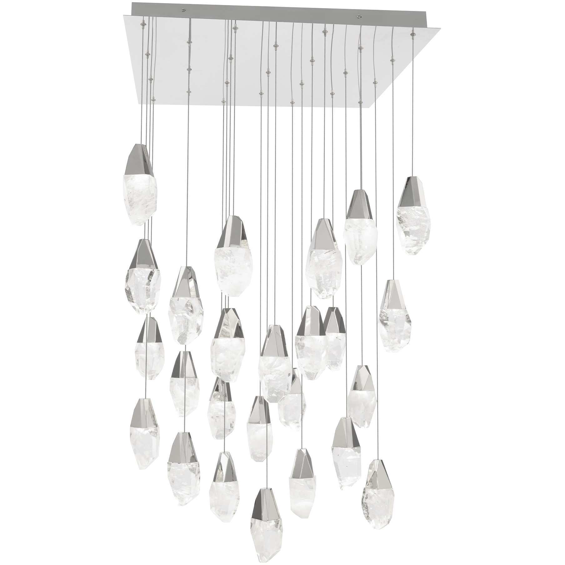Beyond Martini LED 28 inch Polished Nickel Multi-Light Pendant Ceiling Light in Optic Haze, Square Canopy