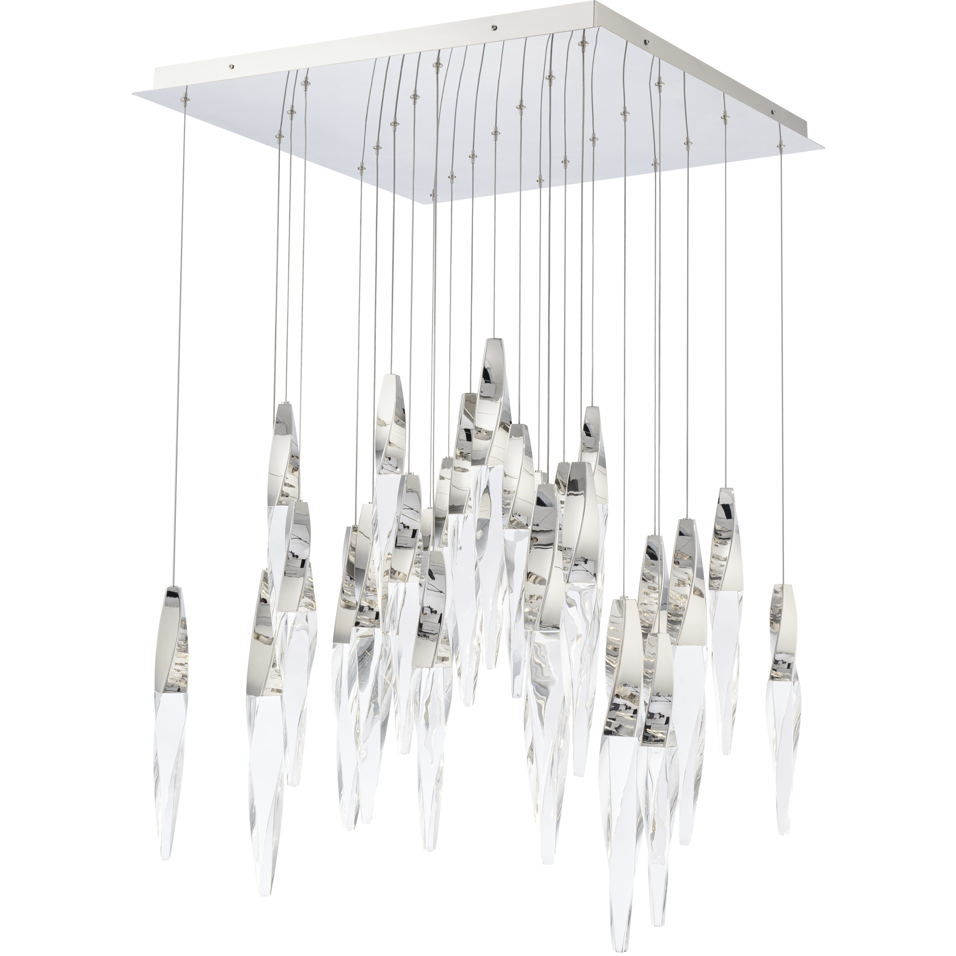 Beyond Kindjal LED 28 inch Polished Nickel Multi-Light Pendant Ceiling Light, Square Canopy