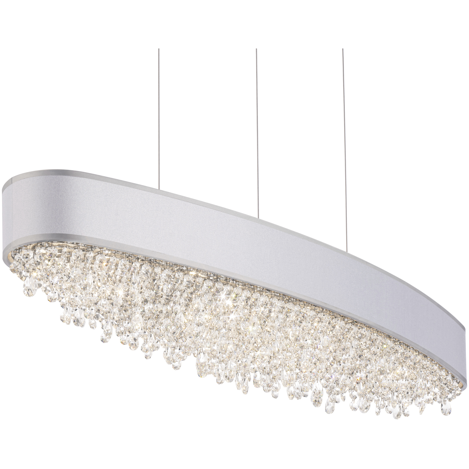 Signature Eclyptix LED 35.9 inch Polished Stainless Steel Linear Pendant Ceiling Light in Wavy Layout, Silver, Wavy Layout