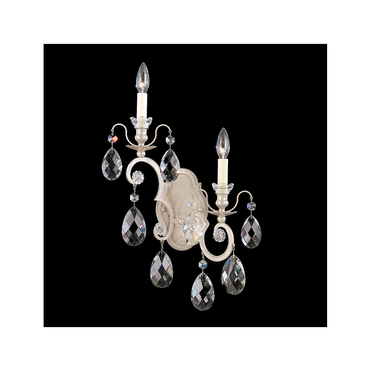 Renaissance 2 Light 4.5 inch Black Wall Sconce Wall Light in Swarovski, Left