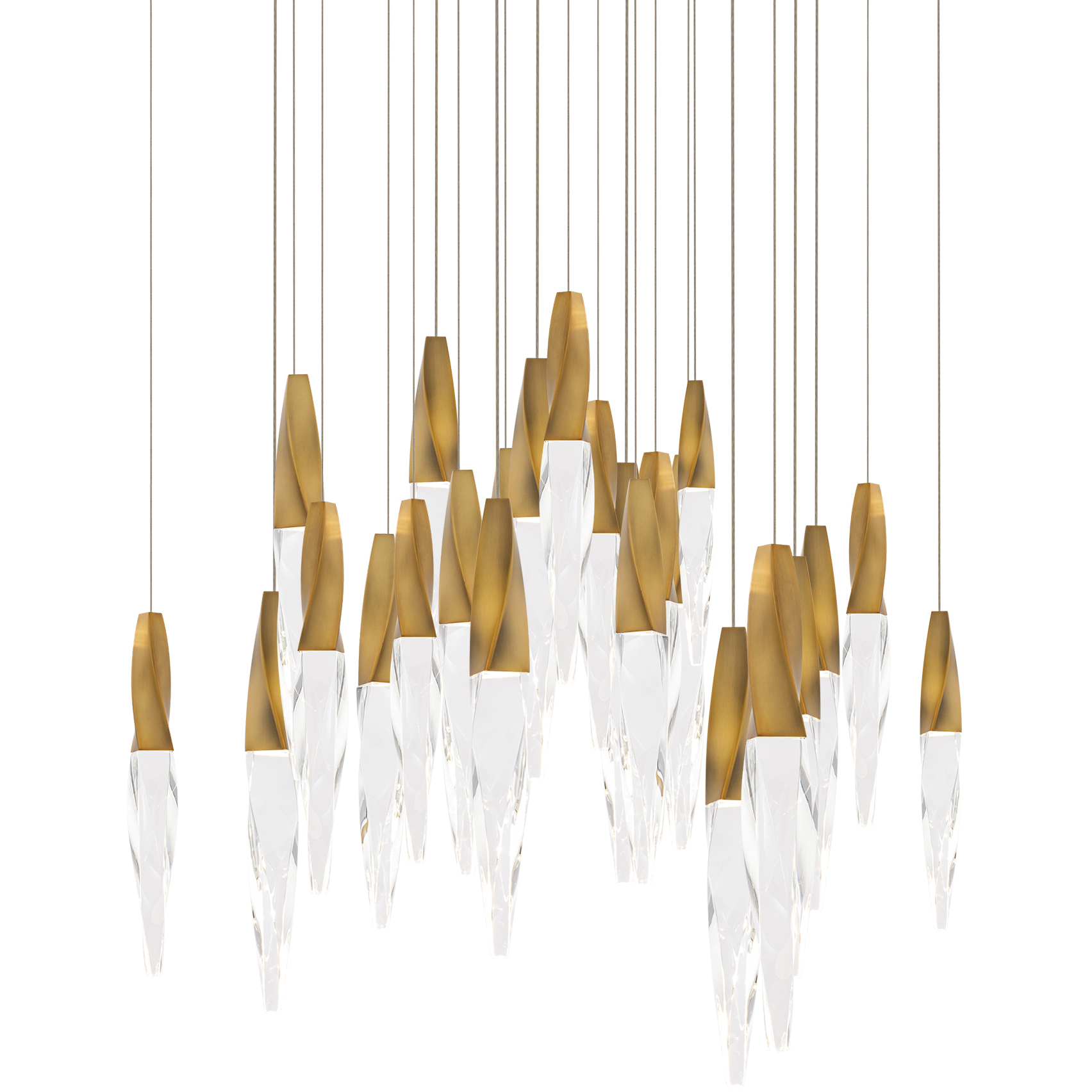 Beyond Kindjal LED 28 inch Aged Brass Multi-Light Pendant Ceiling Light, Square Canopy