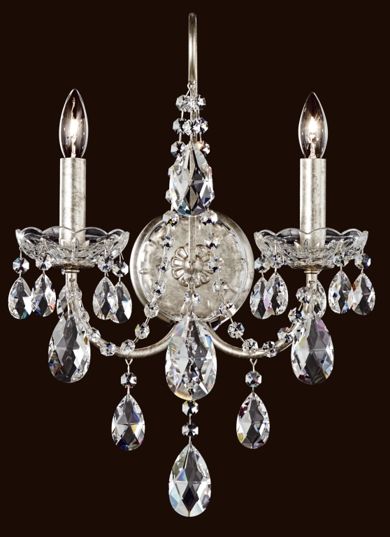 Sonatina 2 Light 5.5 inch Antique Silver Wall Sconce Wall Light in Swarovski