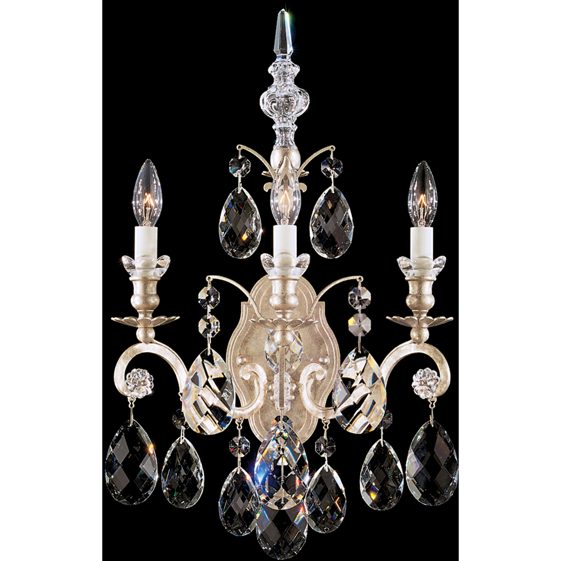 Signature Legacy Renaissance 3 Light 15 inch Antique Silver Wall Sconce Wall Light