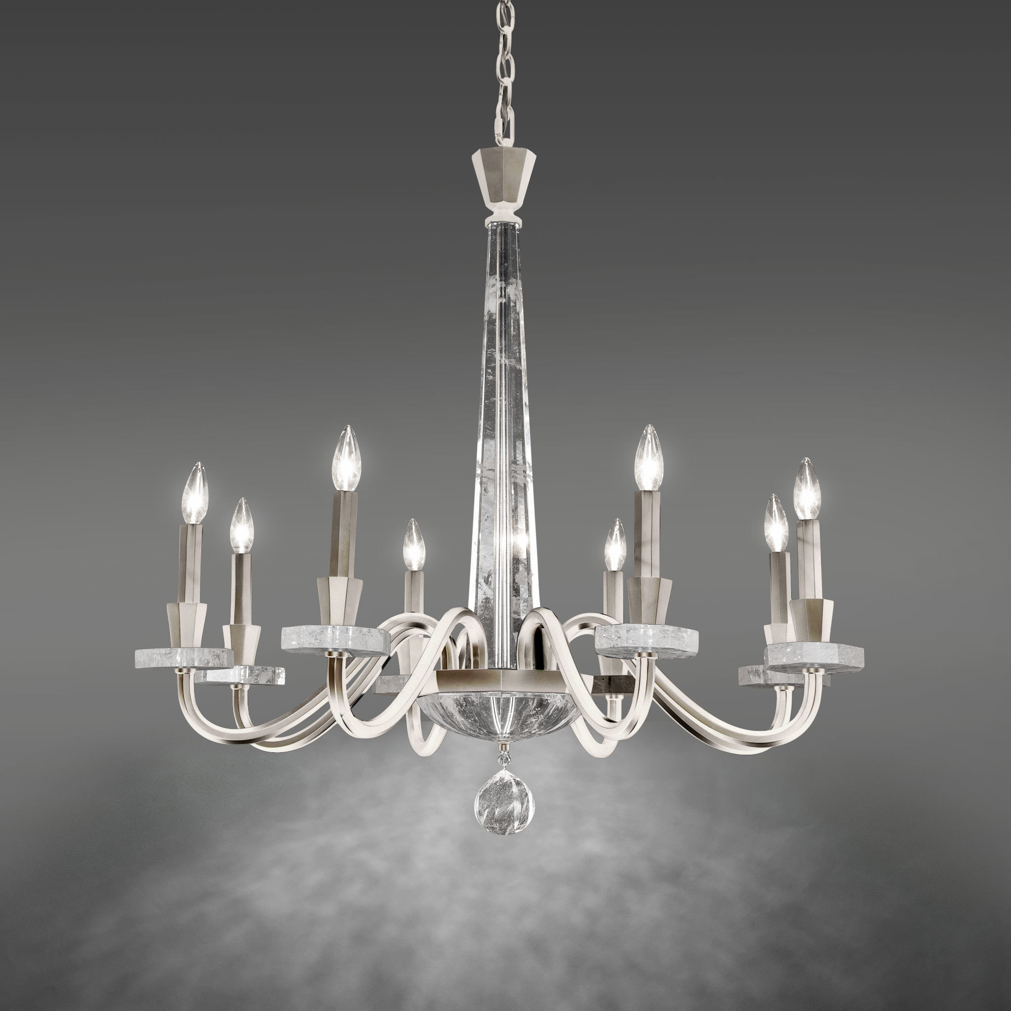 Signature Amadeus 8 Light 34 inch Antique Silver Chandelier Ceiling Light, Schonbek Signature