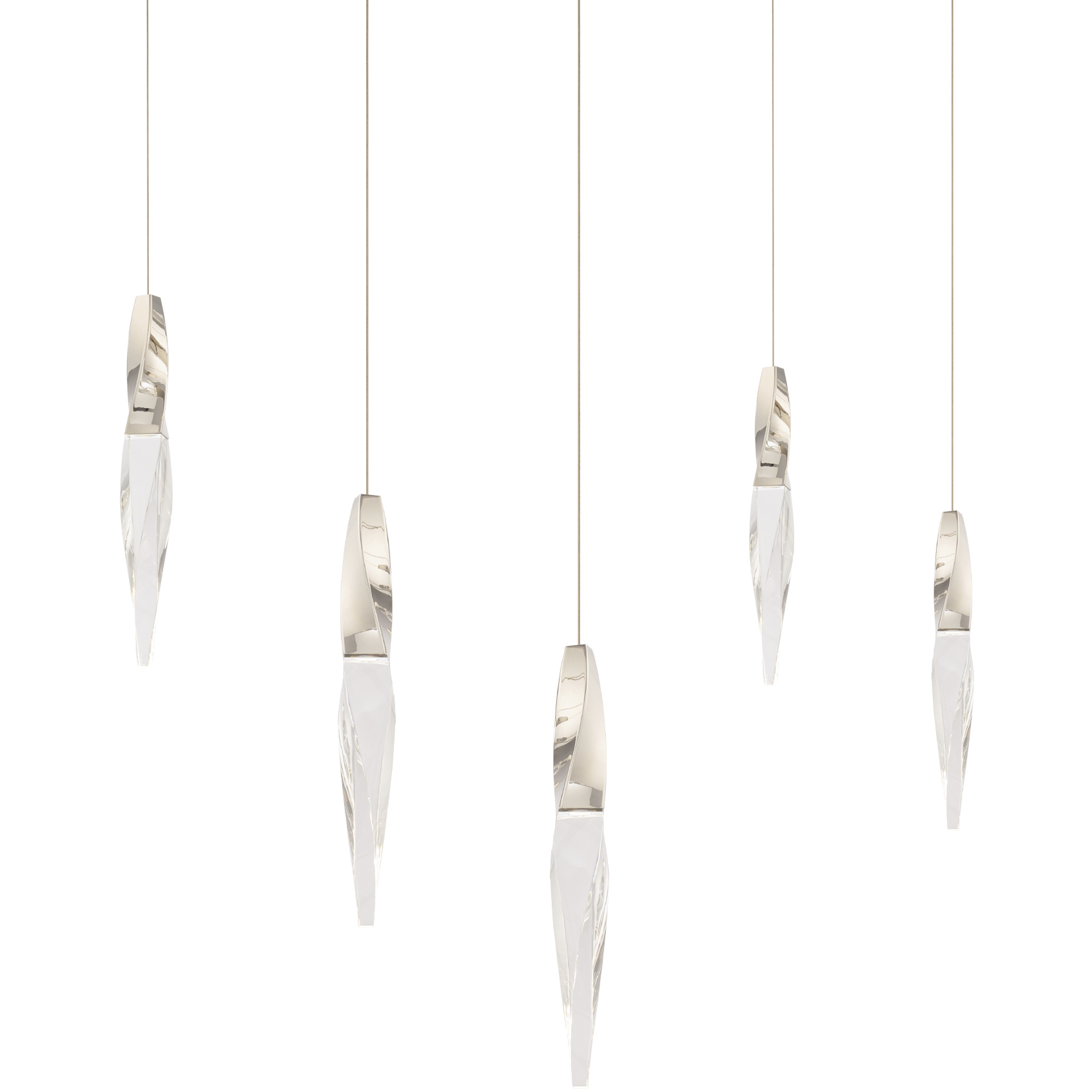 Beyond Kindjal LED 5.5 inch Polished Nickel Multi-Light Pendant Ceiling Light, Linear Canopy