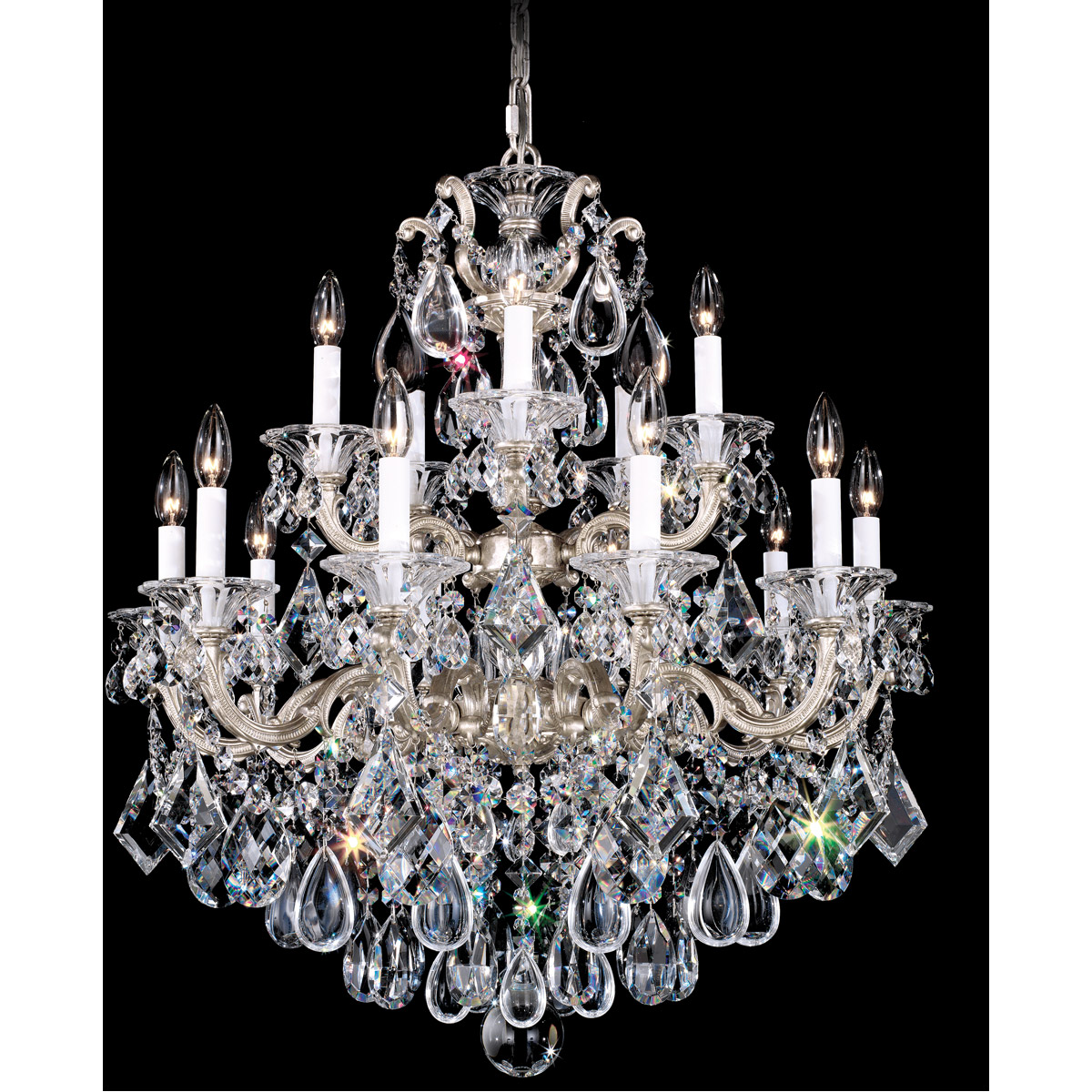 La Scala 15 Light 120V Chandelier in Antique Silver with Clear Radiance Crystal main image 1