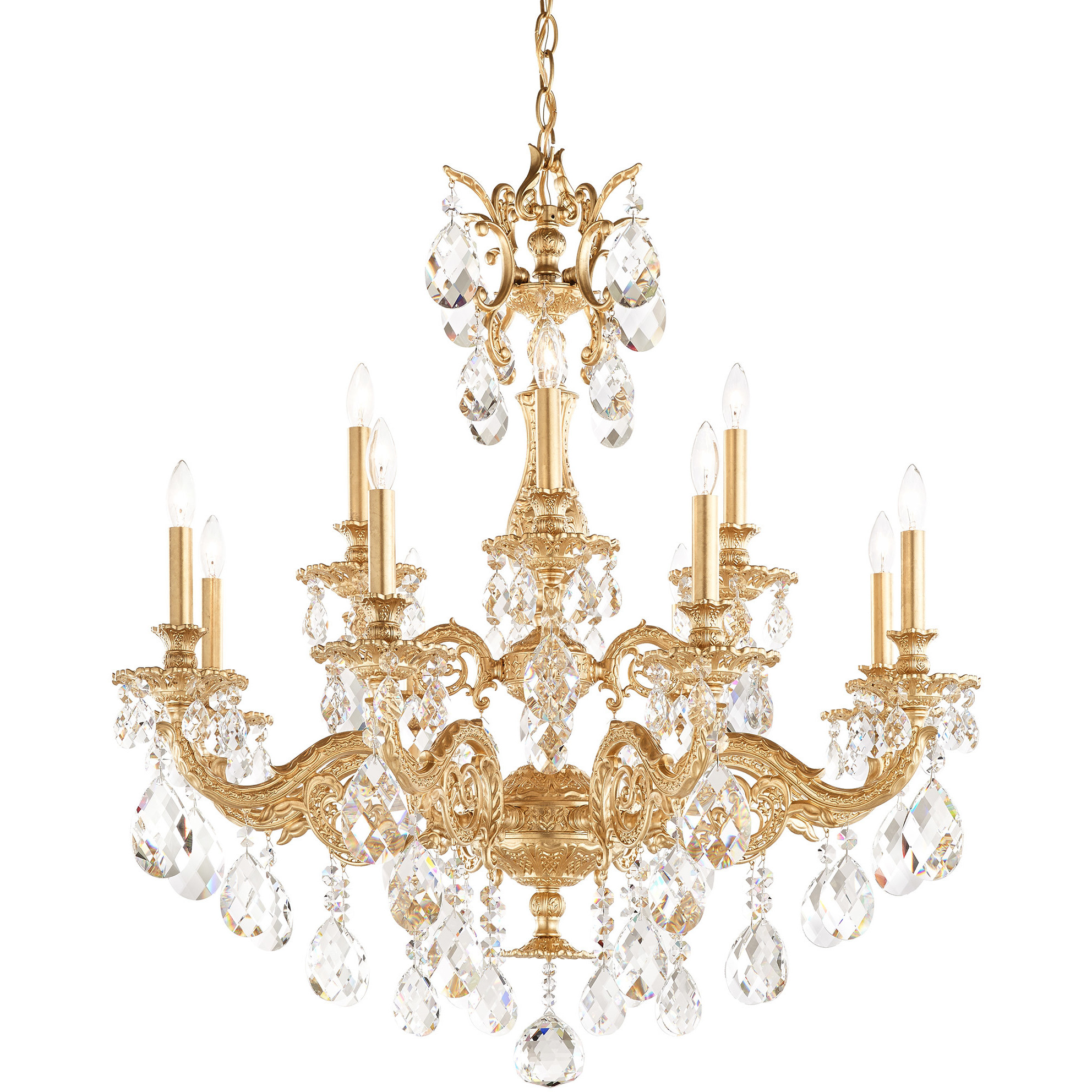 Milano 12 Light Heirloom Gold Chandelier Ceiling Light in Heritage
