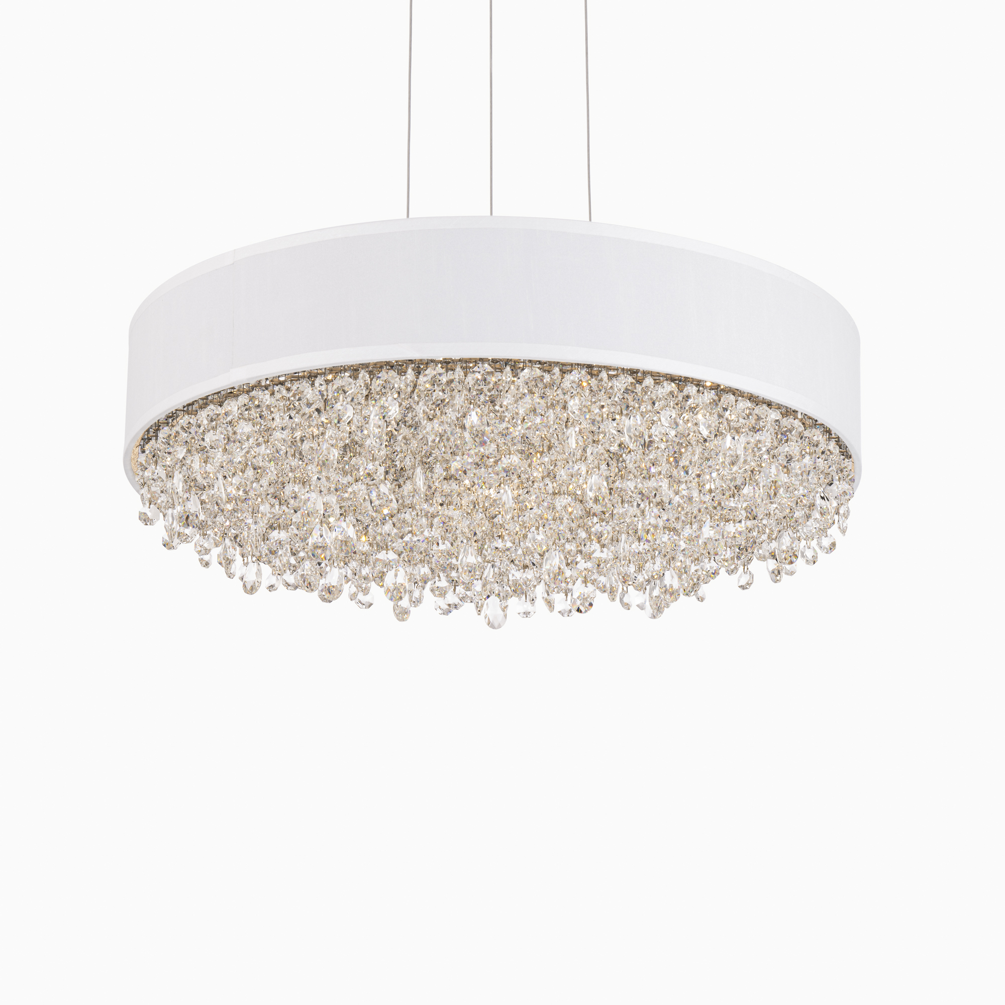 Signature Eclyptix LED 19.4 inch Polished Stainless Steel Pendant Ceiling Light in White, Wavy Layout, Wavy Layout