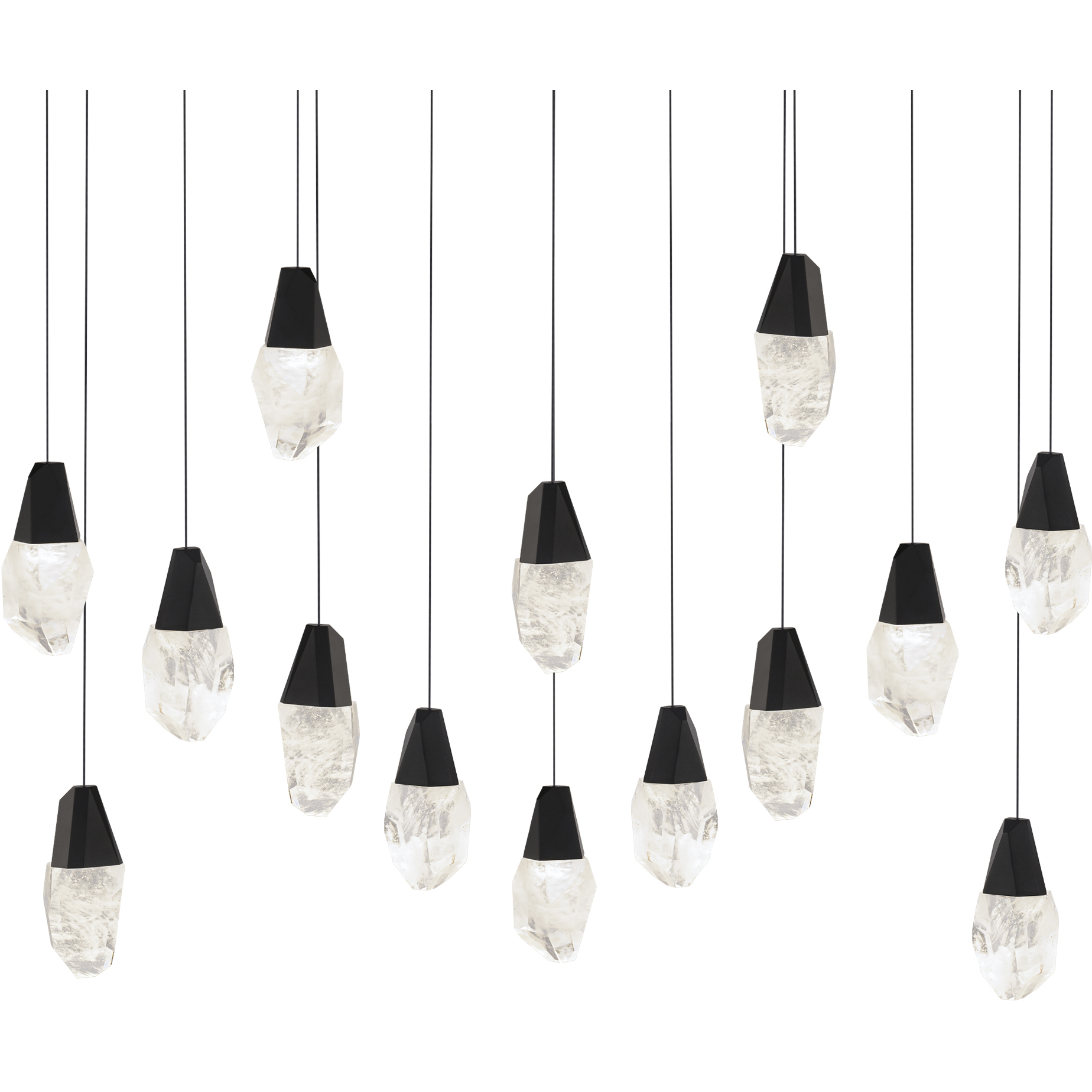 Beyond Martini LED 9.5 inch Black Multi-Light Pendant Ceiling Light in Optic, Linear Canopy