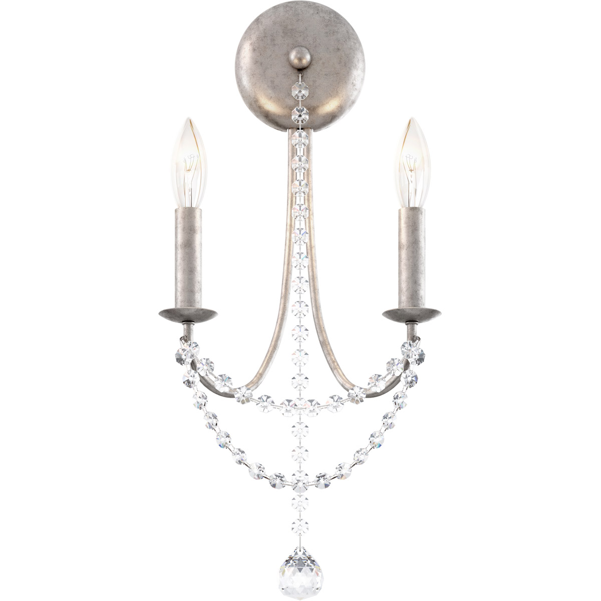 Verdana 2 Light 4 inch Antique Silver ADA Wall Sconce Wall Light in Optic