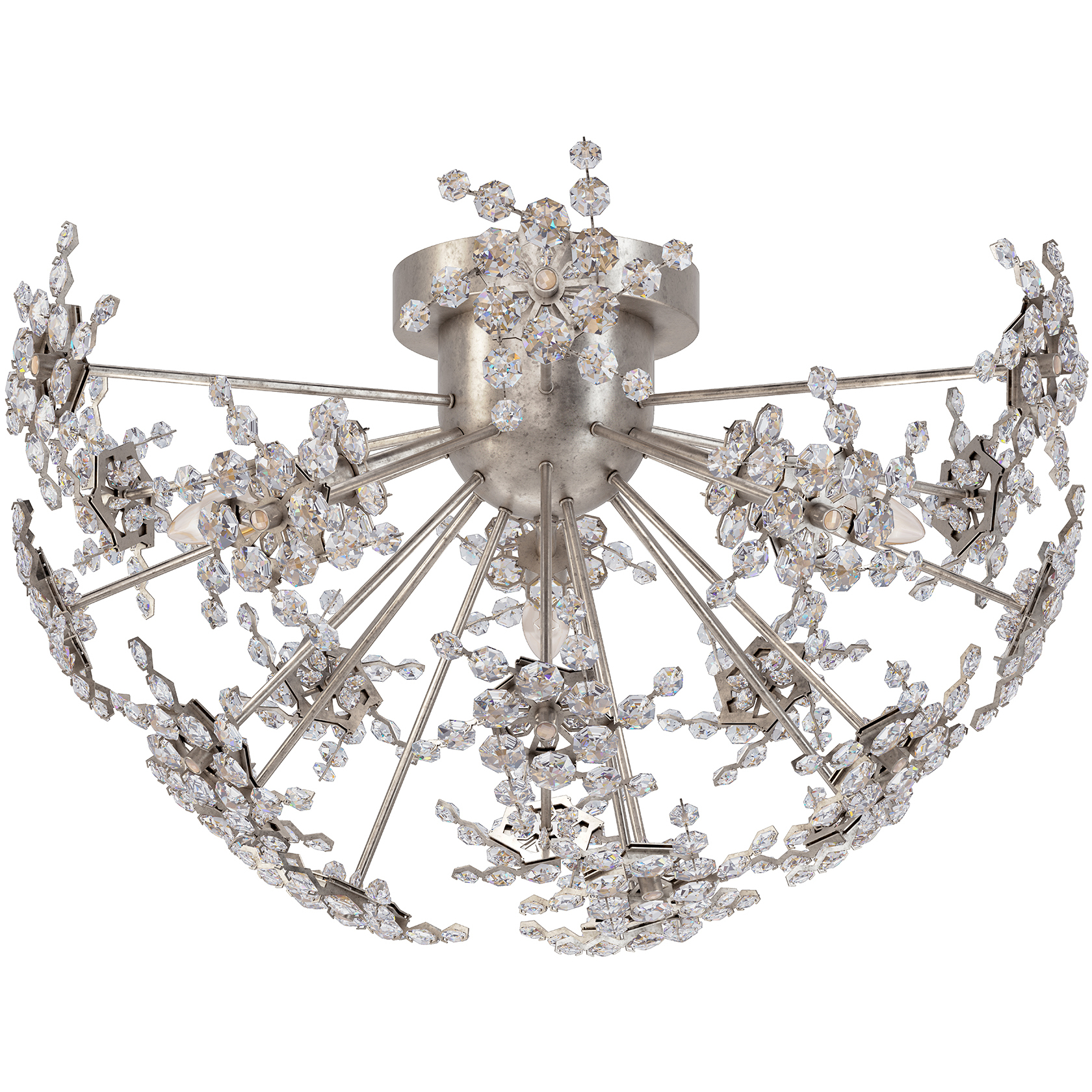 Esteracae 3 Light Antique Silver Semi-Flush Mount Ceiling Light in Radiance