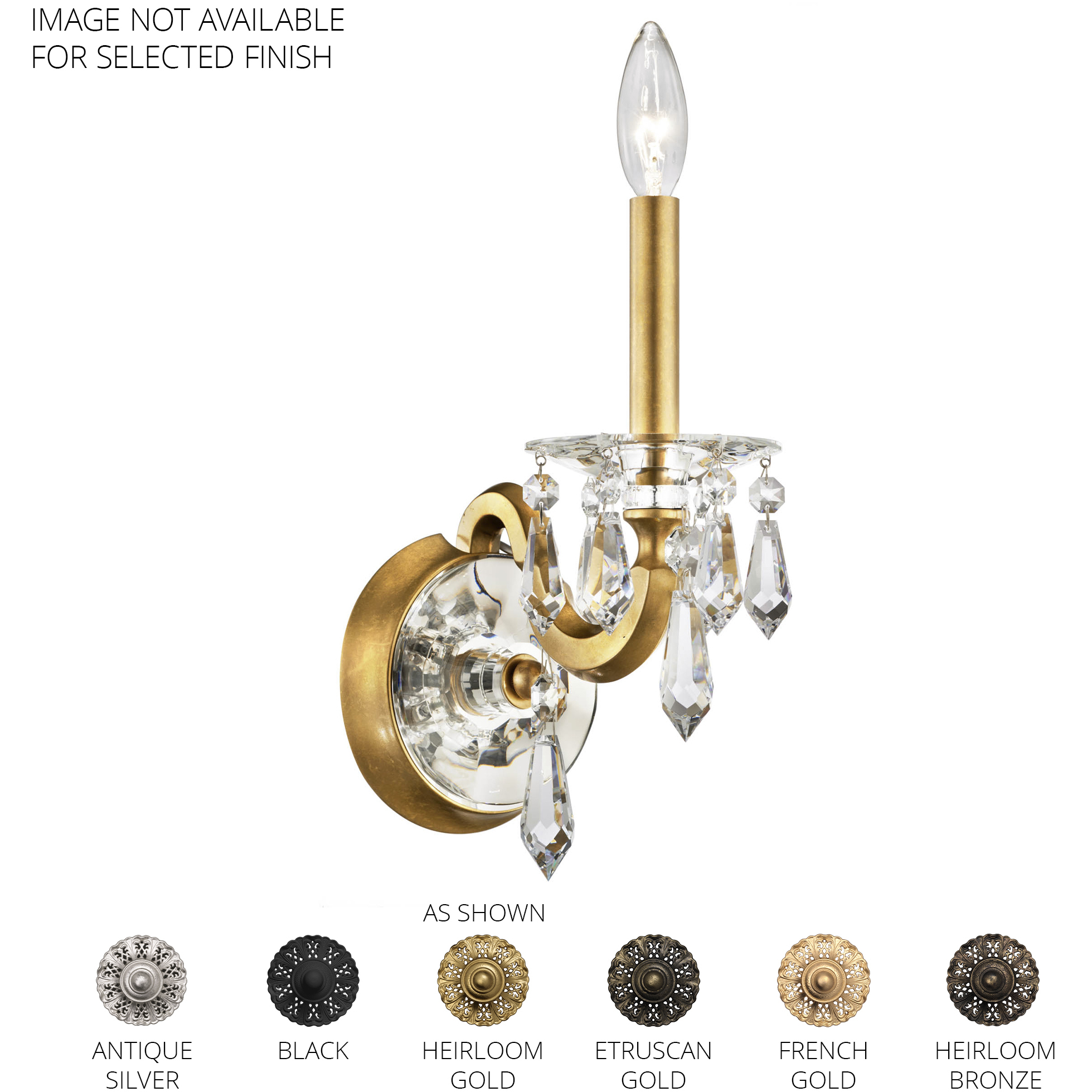 Signature Napoli 1 Light 7.8 inch French Gold Wall Sconce Wall Light, Schonbek Signature