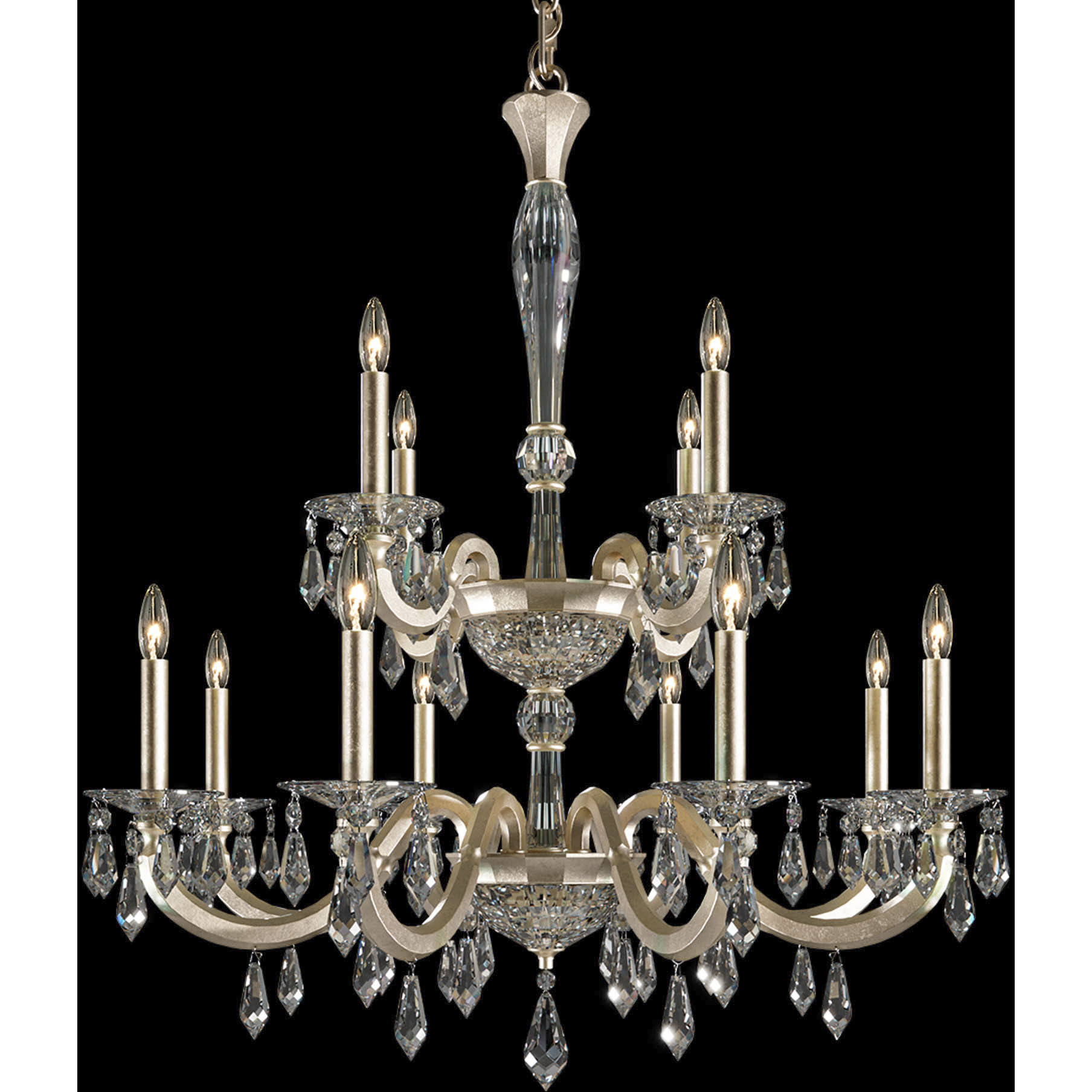 Signature Napoli 12 Light 32.1 inch Antique Silver Chandelier Ceiling Light, Schonbek Signature