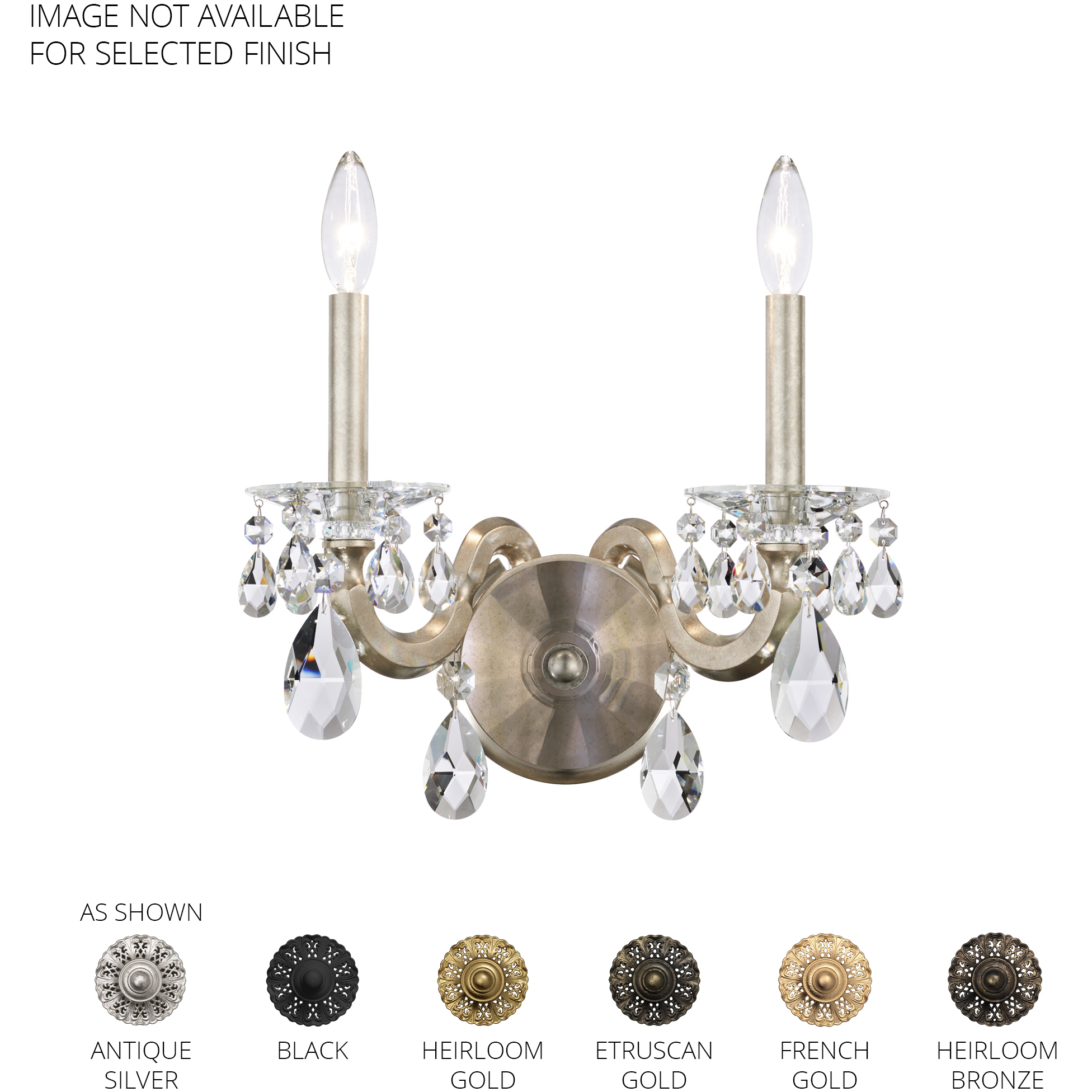 Signature San Marco 2 Light 5.88 inch Heirloom Gold Wall Sconce Wall Light, Schonbek Signature