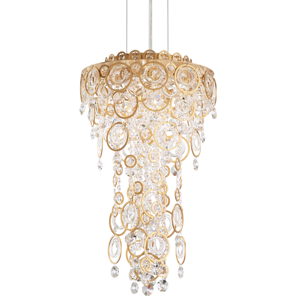 Circulus 4 Light Polished Stainless Steel Pendant Ceiling Light in Optic, Adjustable Height