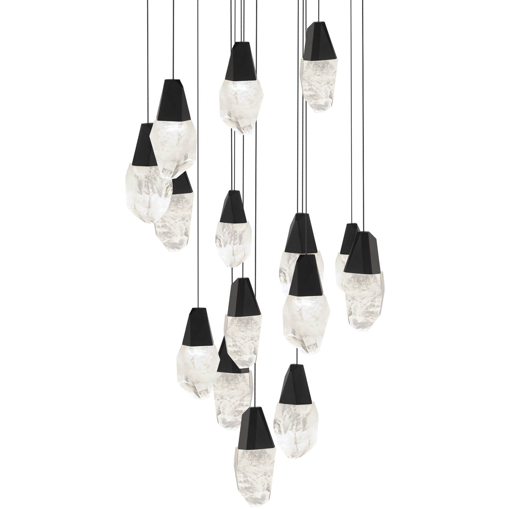 Beyond Martini LED 23 inch Black Multi-Light Pendant Ceiling Light in Optic Haze, Round Canopy