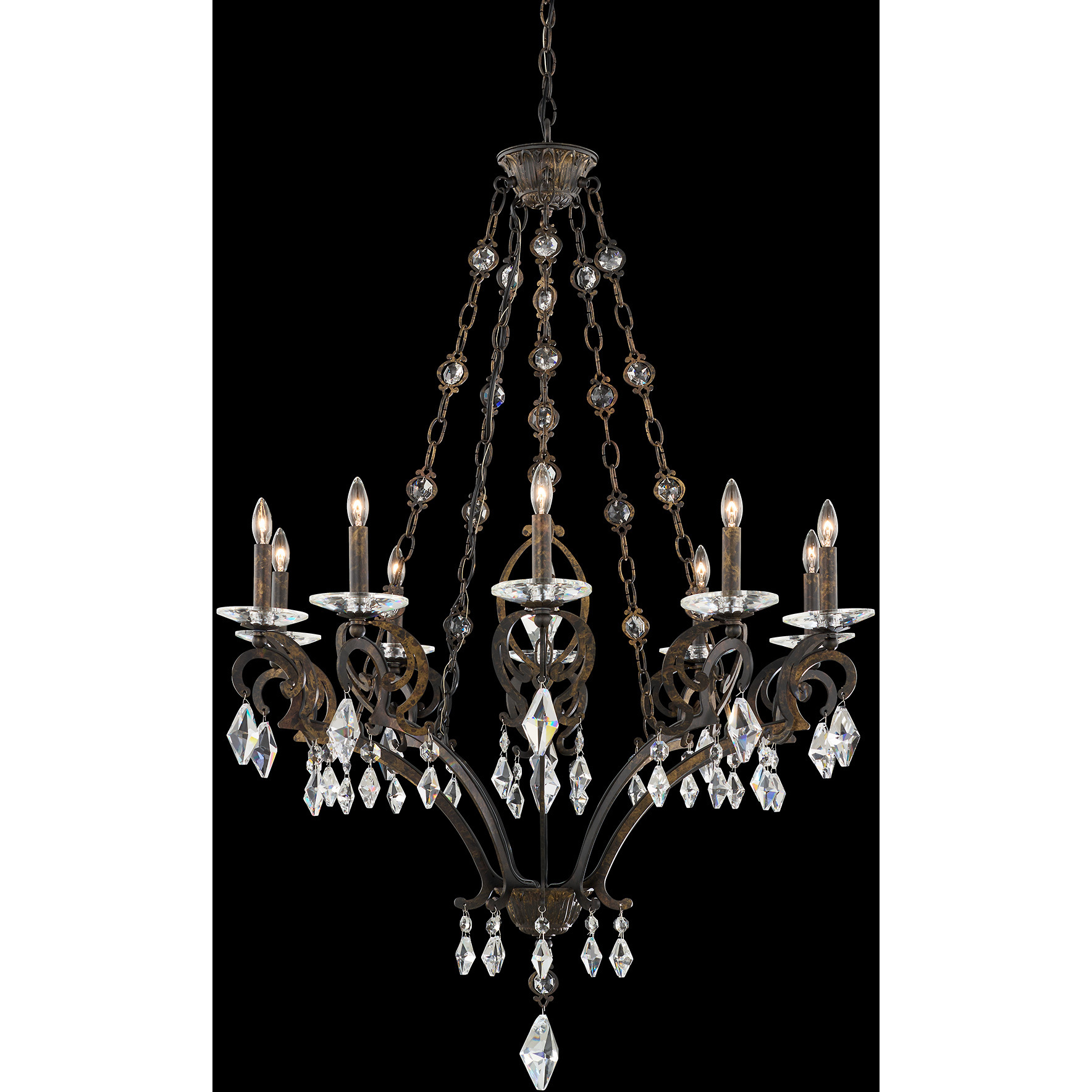 Signature Tamerlaine 10 Light 34 inch Etruscan Gold Chandelier Ceiling Light