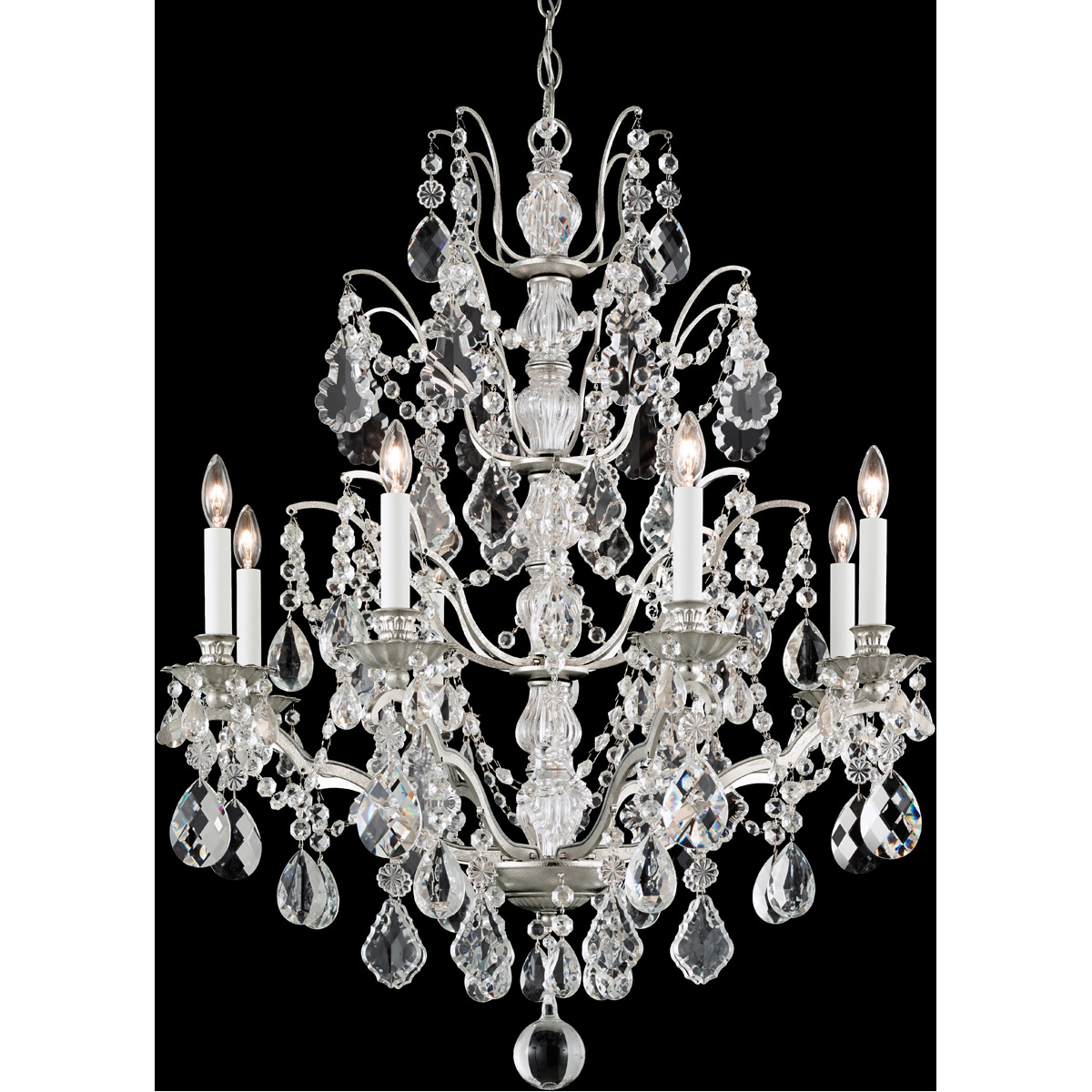 Bordeaux 8 Light Antique Silver Chandelier Ceiling Light in Heritage