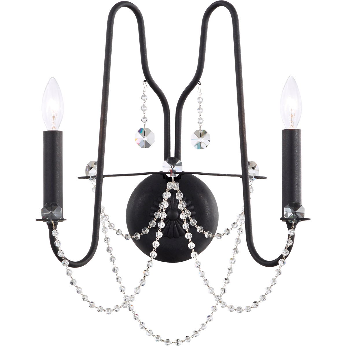 Esmery 2 Light 7 inch Antique Silver Wall Sconce Wall Light in Optic