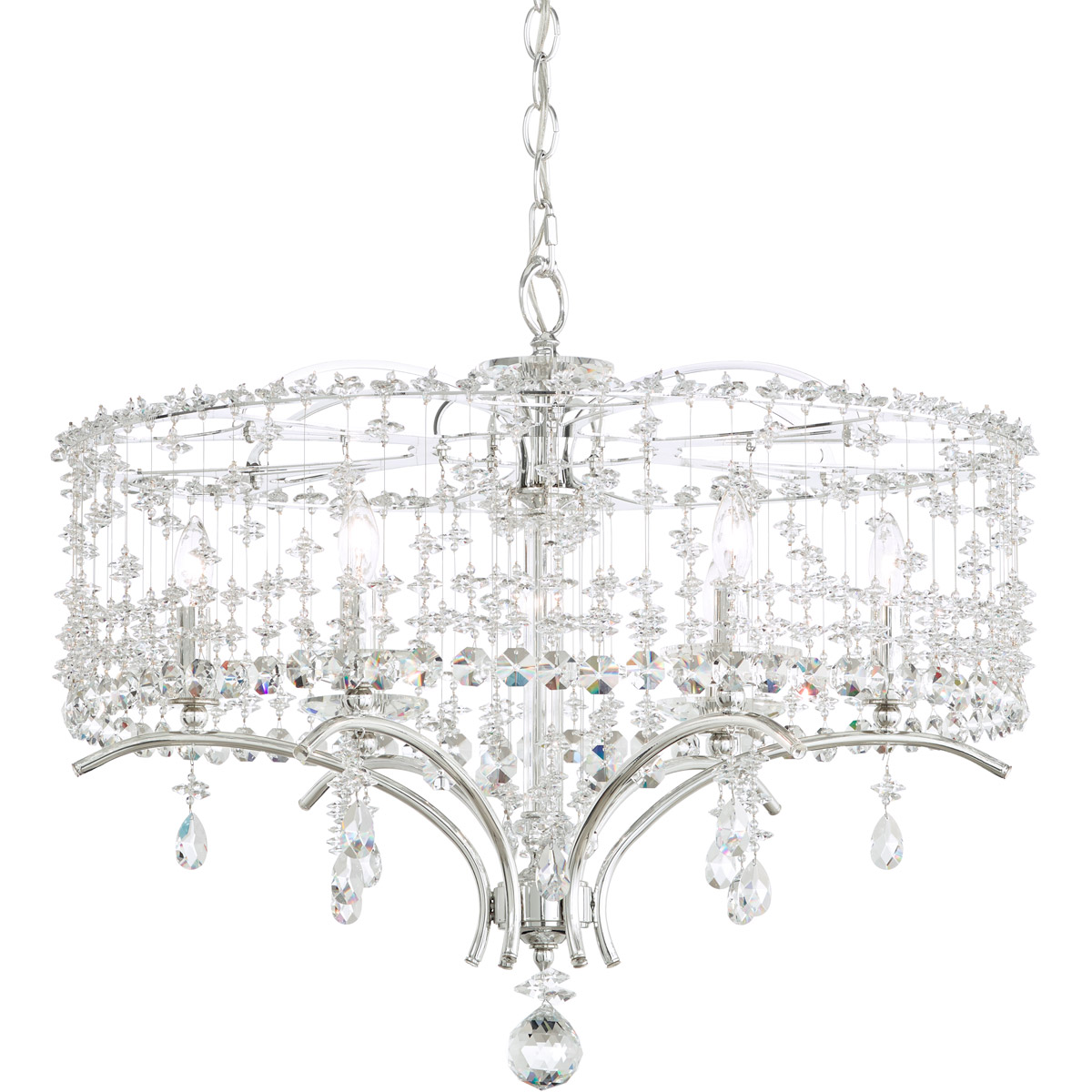 Bella Rose 6 Light Ferro Black Chandelier Ceiling Light in Heritage, Adjustable Height