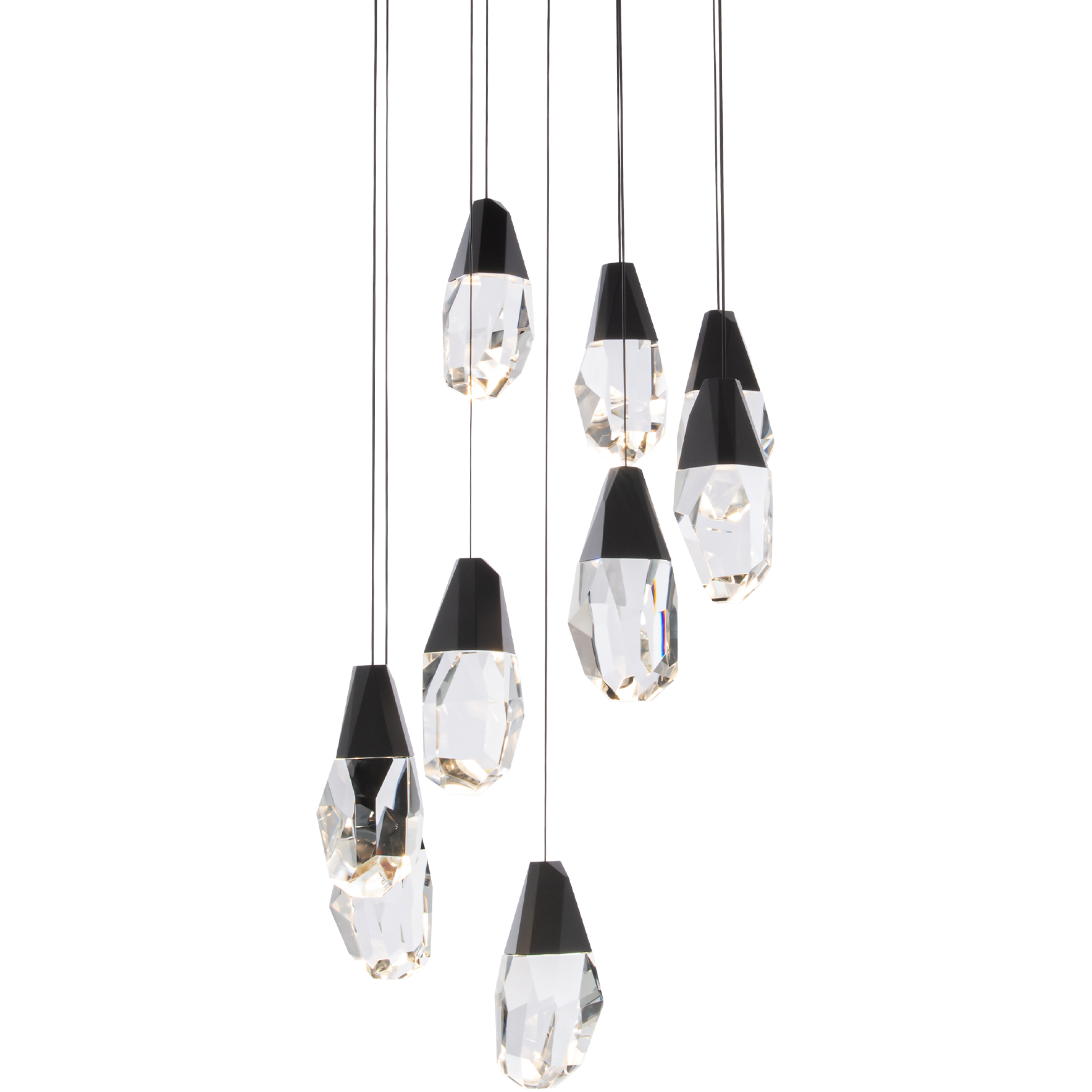 Beyond Martini LED 17 inch Black Multi-Light Pendant Ceiling Light in Optic, Beyond