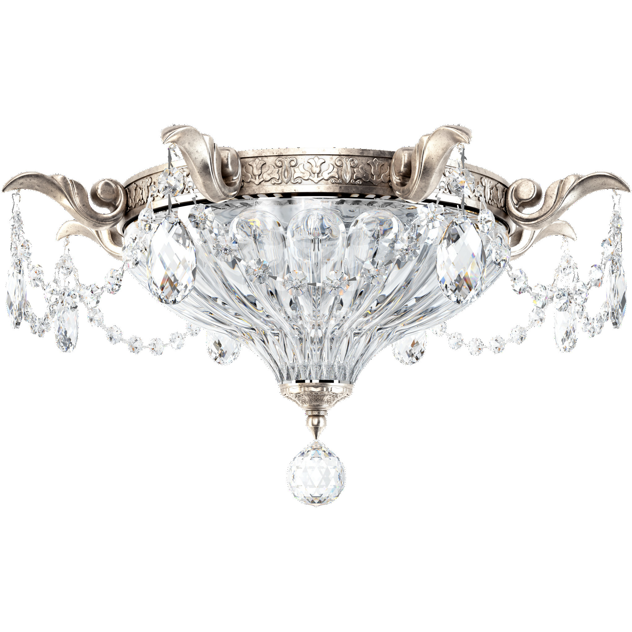 Milano 2 Light Antique Silver Flush Mount Ceiling Light in Heritage