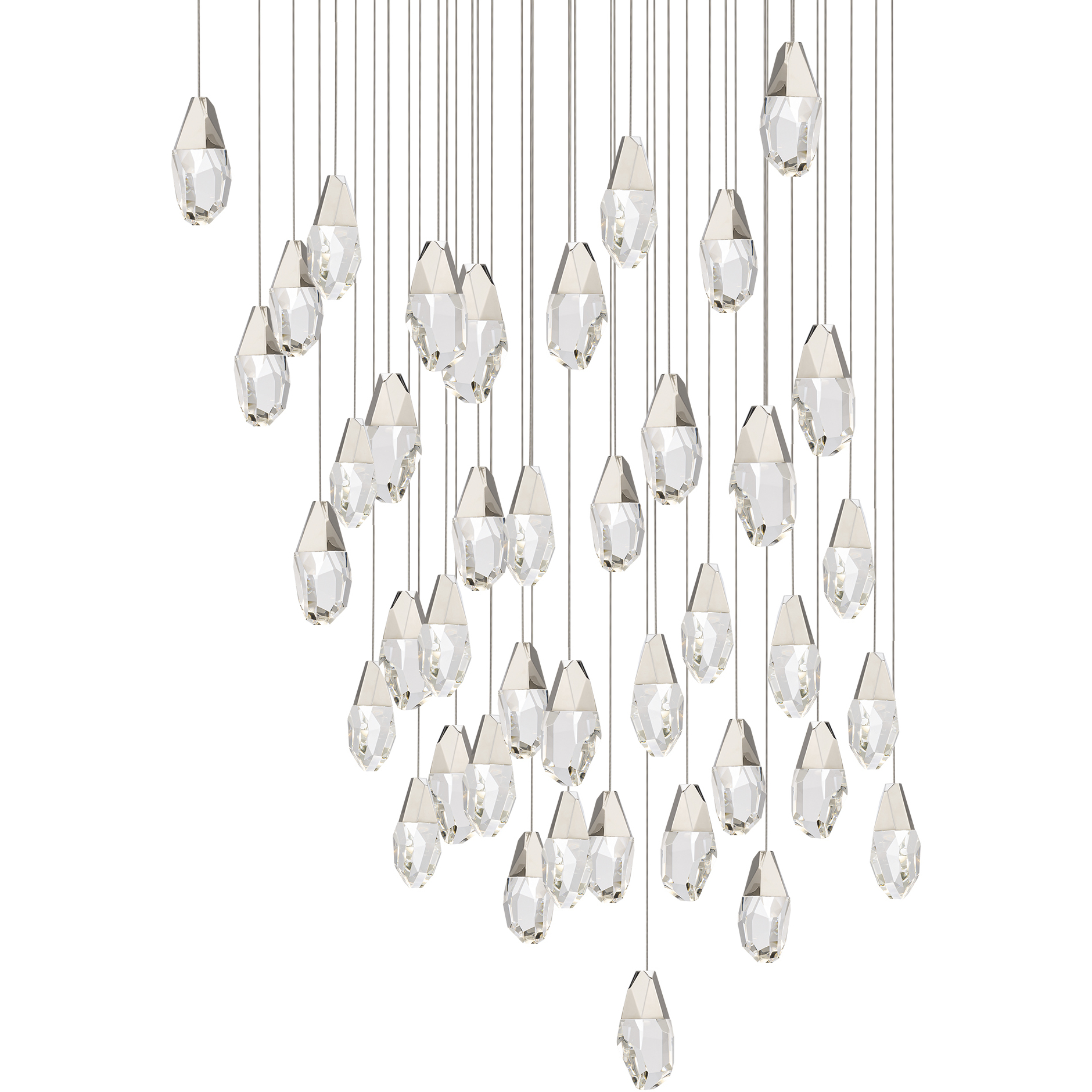 Beyond Martini LED 36 inch Polished Nickel Multi-Light Pendant Ceiling Light in Optic Haze, Square Canopy