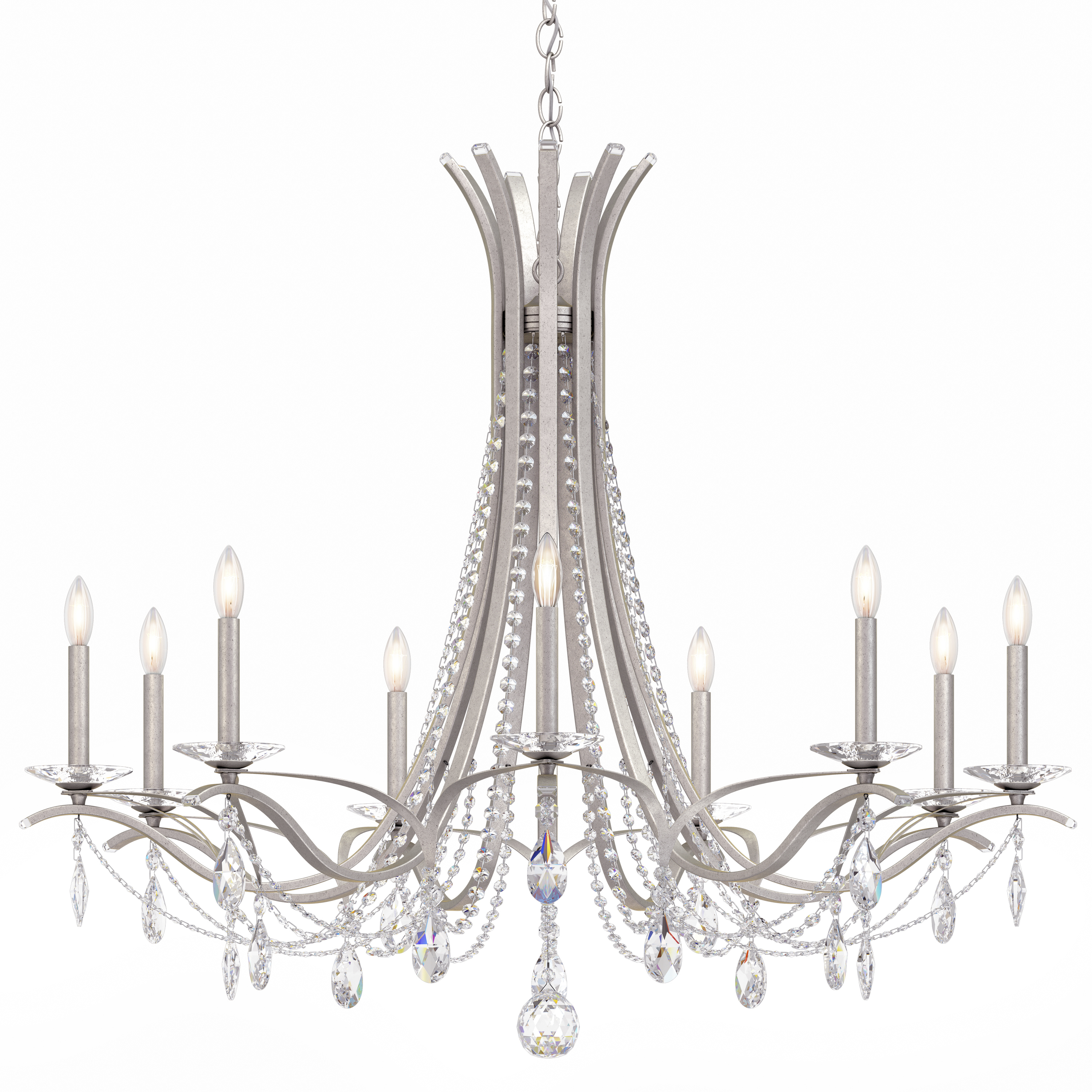 Vesca 9 Light Antique Silver Chandelier Ceiling Light in Radiance