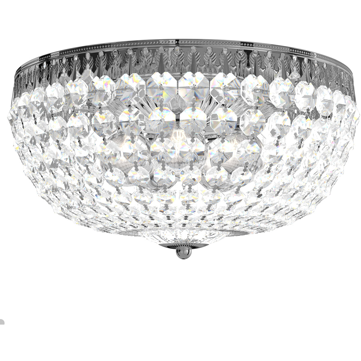 Petit Crystal 5 Light Polished Silver Flush Mount Ceiling Light in Optic
