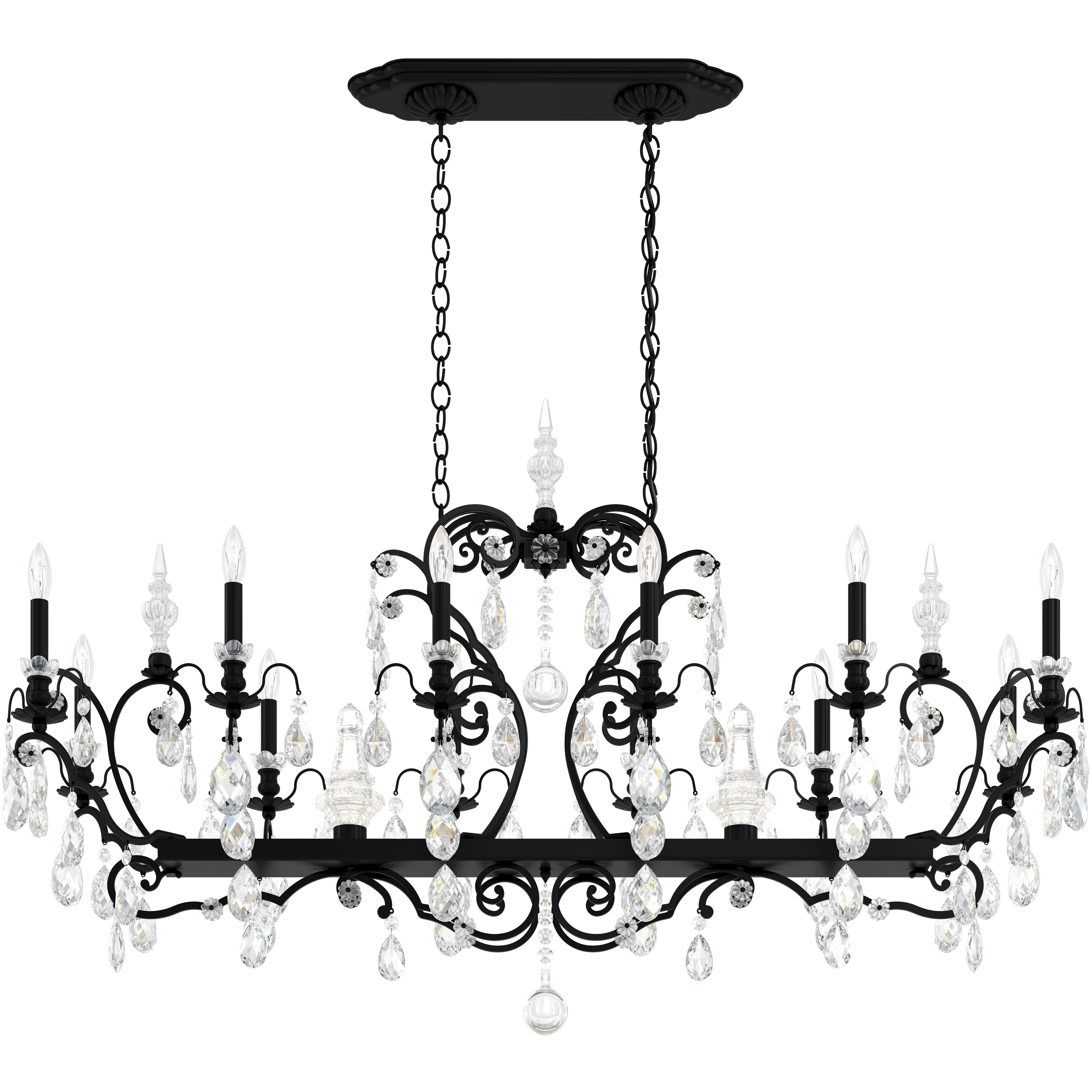 Renaissance 14 Light 56 inch Black Chandelier Ceiling Light in Heritage