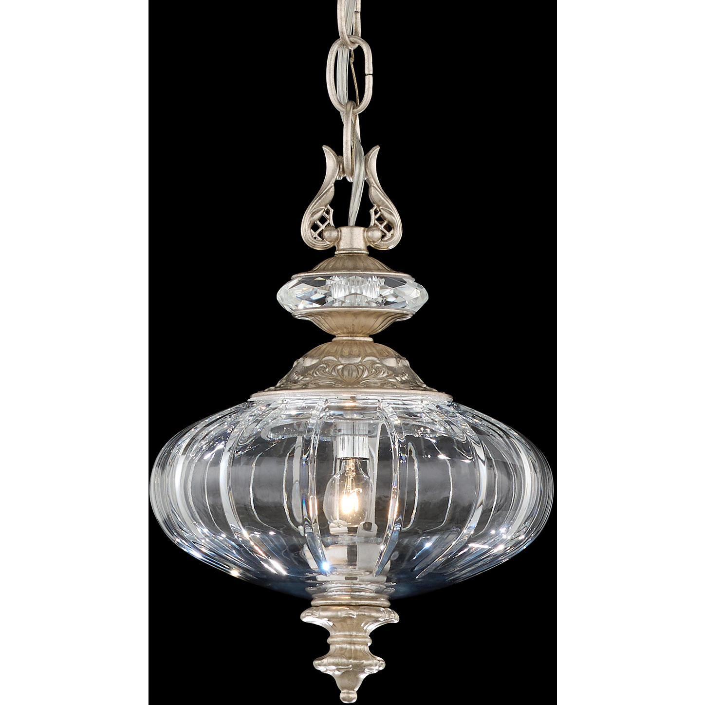 Signature Dyana 1 Light 7.5 inch Antique Silver Mini Pendant Ceiling Light, Oblong Glass