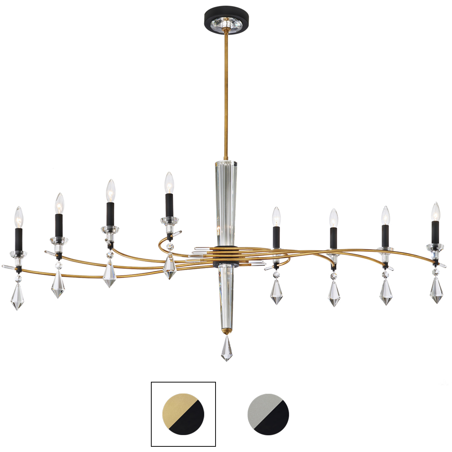 Signature Tempest 8 Light 60.5 inch Soft Silver/Black Linear Chandelier Ceiling Light