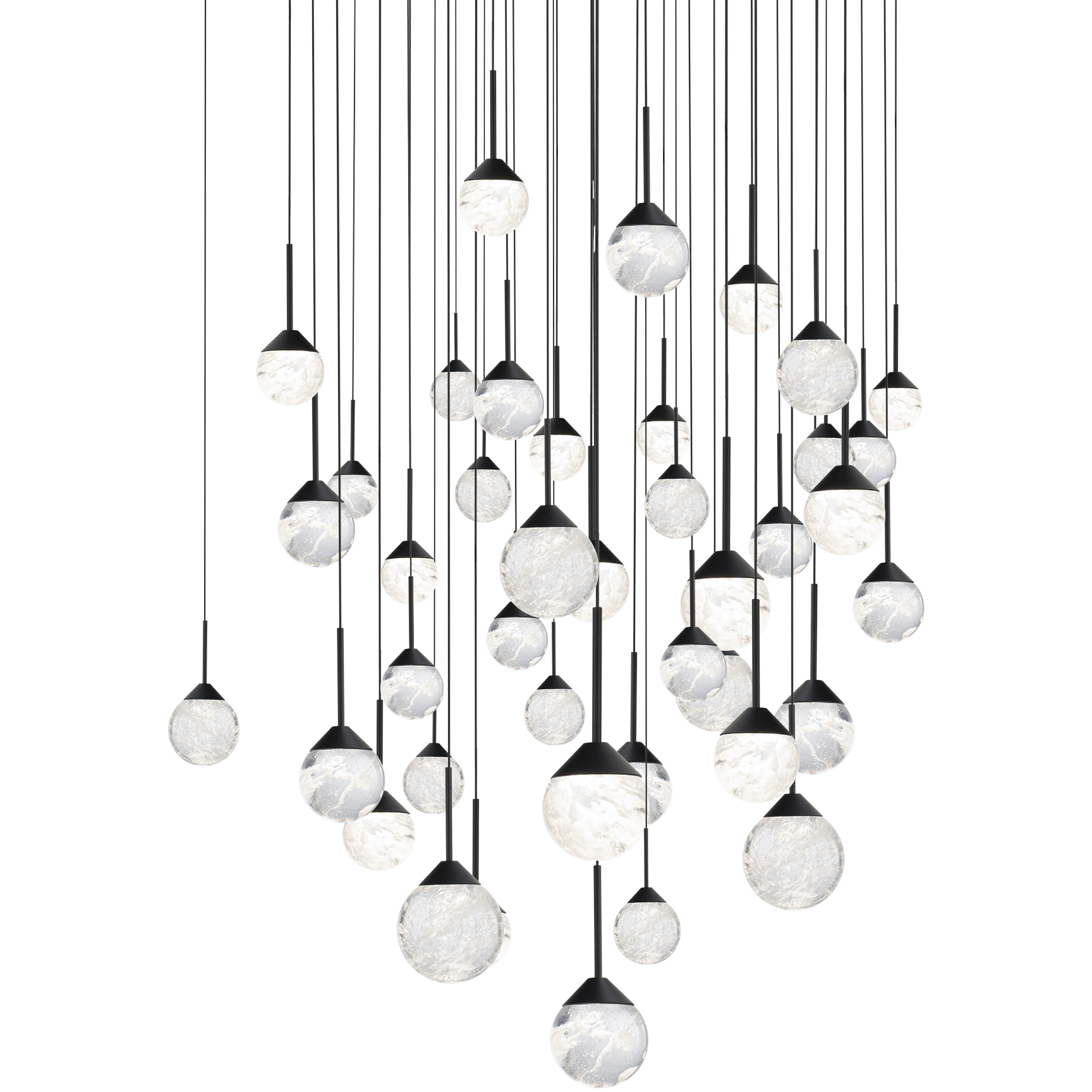 Beyond Quest LED 36 inch Black Multi-Light Pendant Ceiling Light, Square Canopy