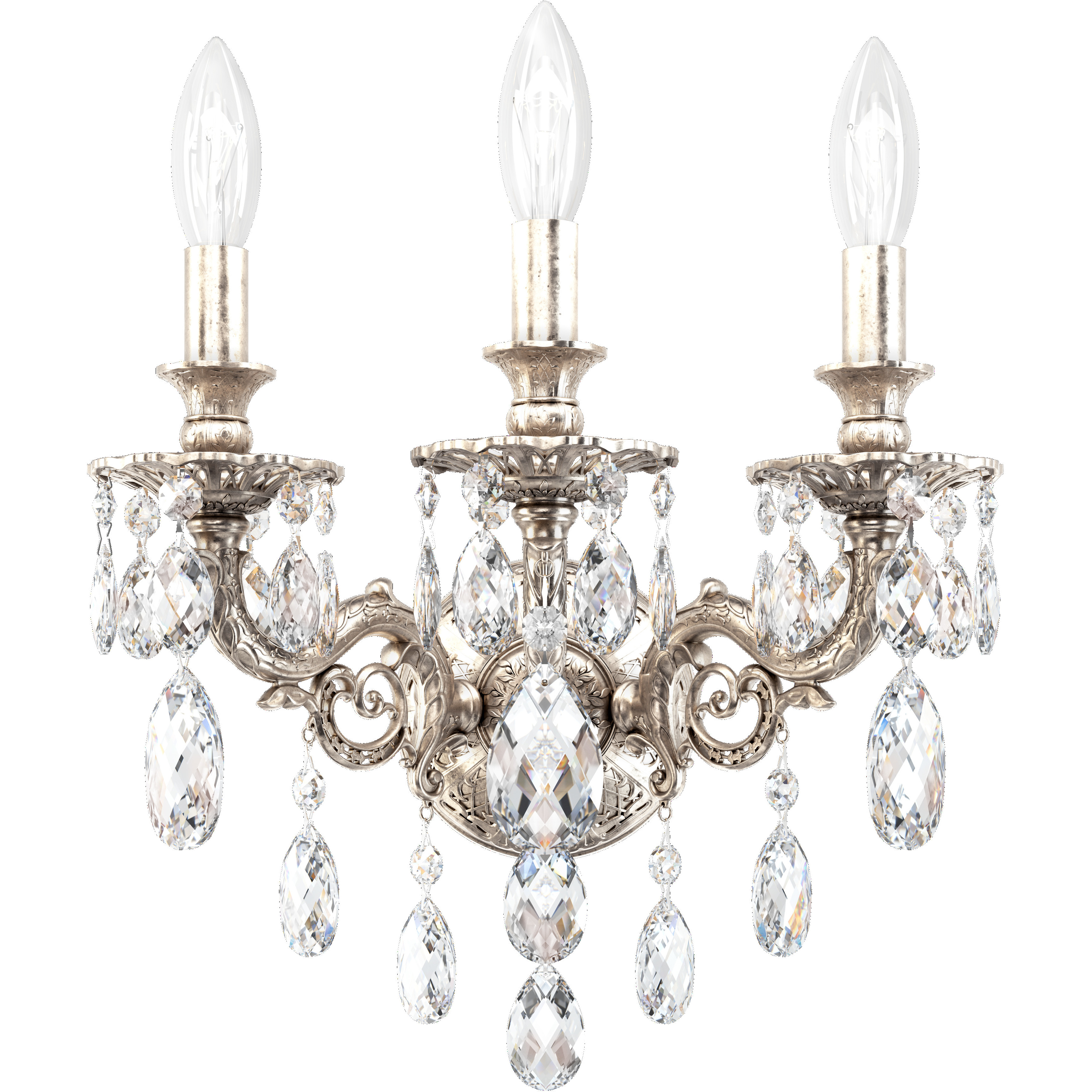 Milano 3 Light 8.5 inch Antique Silver Wall Sconce Wall Light in Heritage