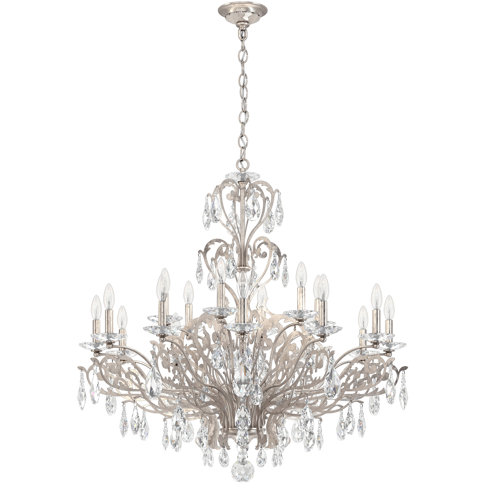 Filigrae 18 Light 39 inch Antique Silver Chandelier Ceiling Light
