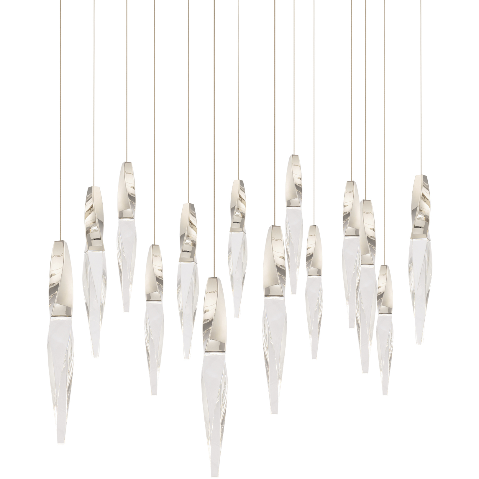 Beyond Kindjal LED 9.5 inch Polished Nickel Multi-Light Pendant Ceiling Light, Linear Canopy