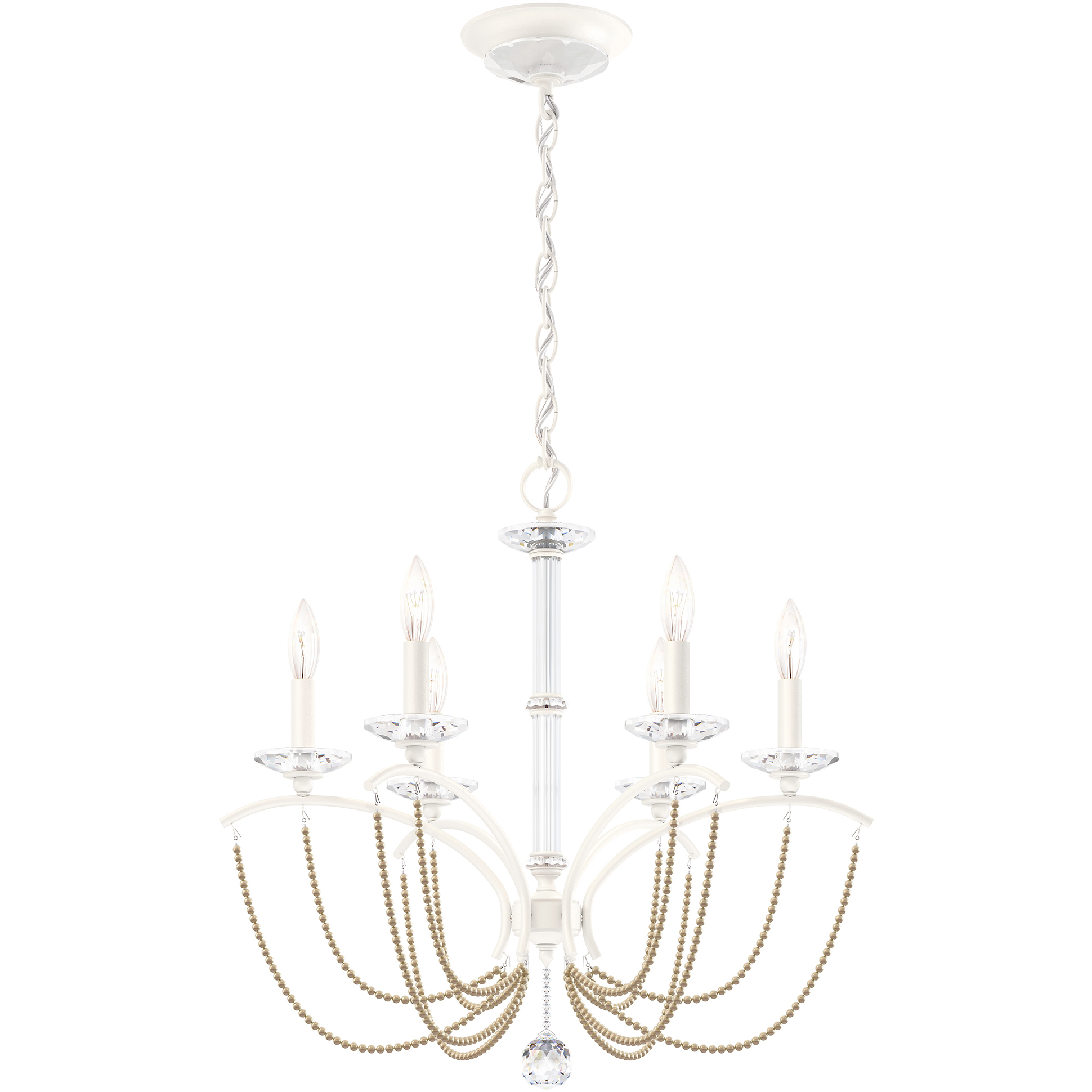Priscilla 6 Light White Chandelier Ceiling Light in Bronze Pearl, Adjustable Height