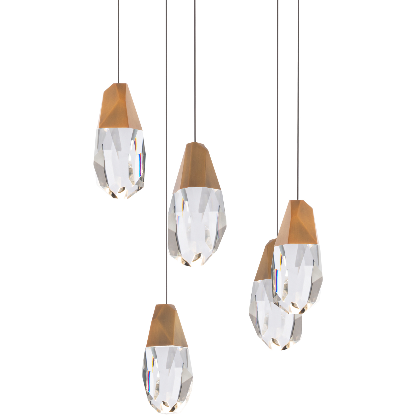 Beyond Martini LED 17 inch Aged Brass Multi-Light Pendant Ceiling Light in Optic, Beyond