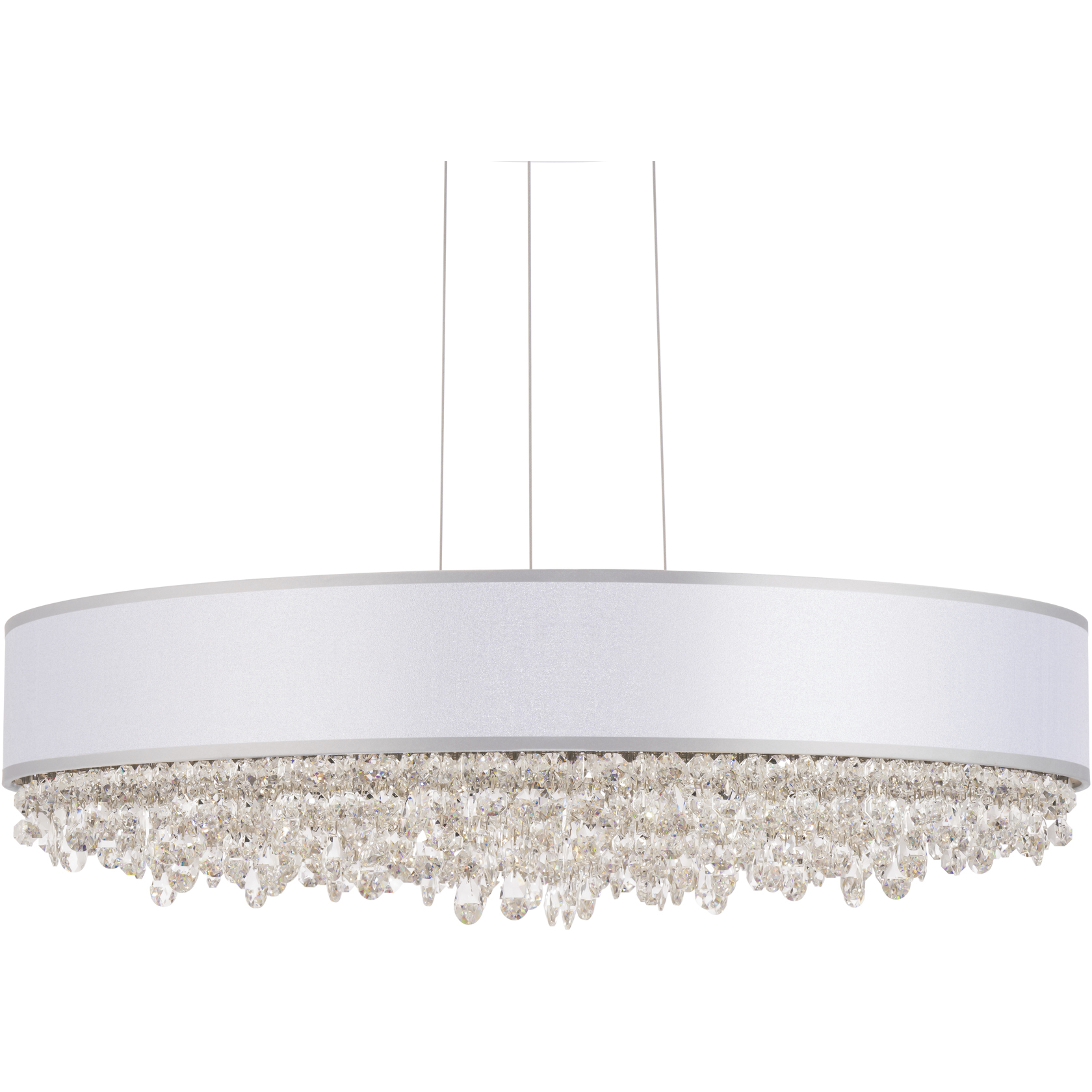 Signature Eclyptix LED 24 inch Polished Stainless Steel Pendant Ceiling Light in Wavy Layout, Silver, Wavy Layout