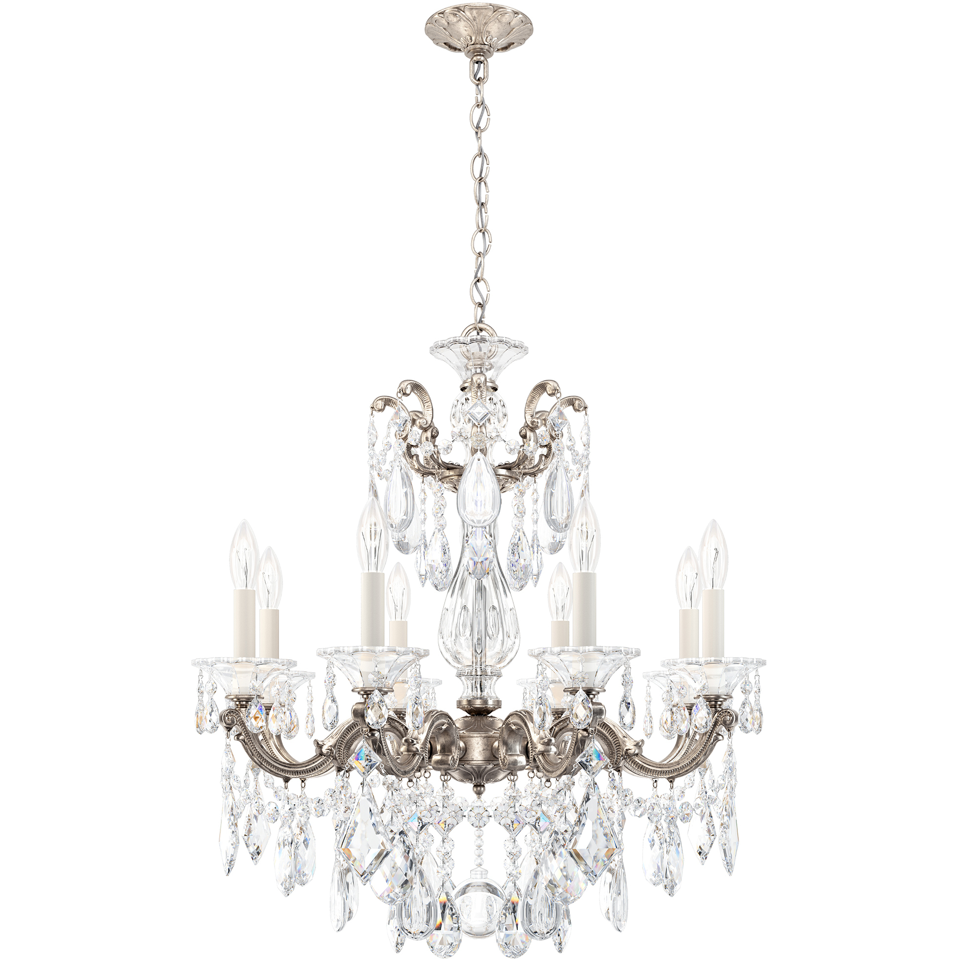 Siena 8 Light 120V Chandelier in Antique Silver with Clear Heritage Handcut Crystal main image 1