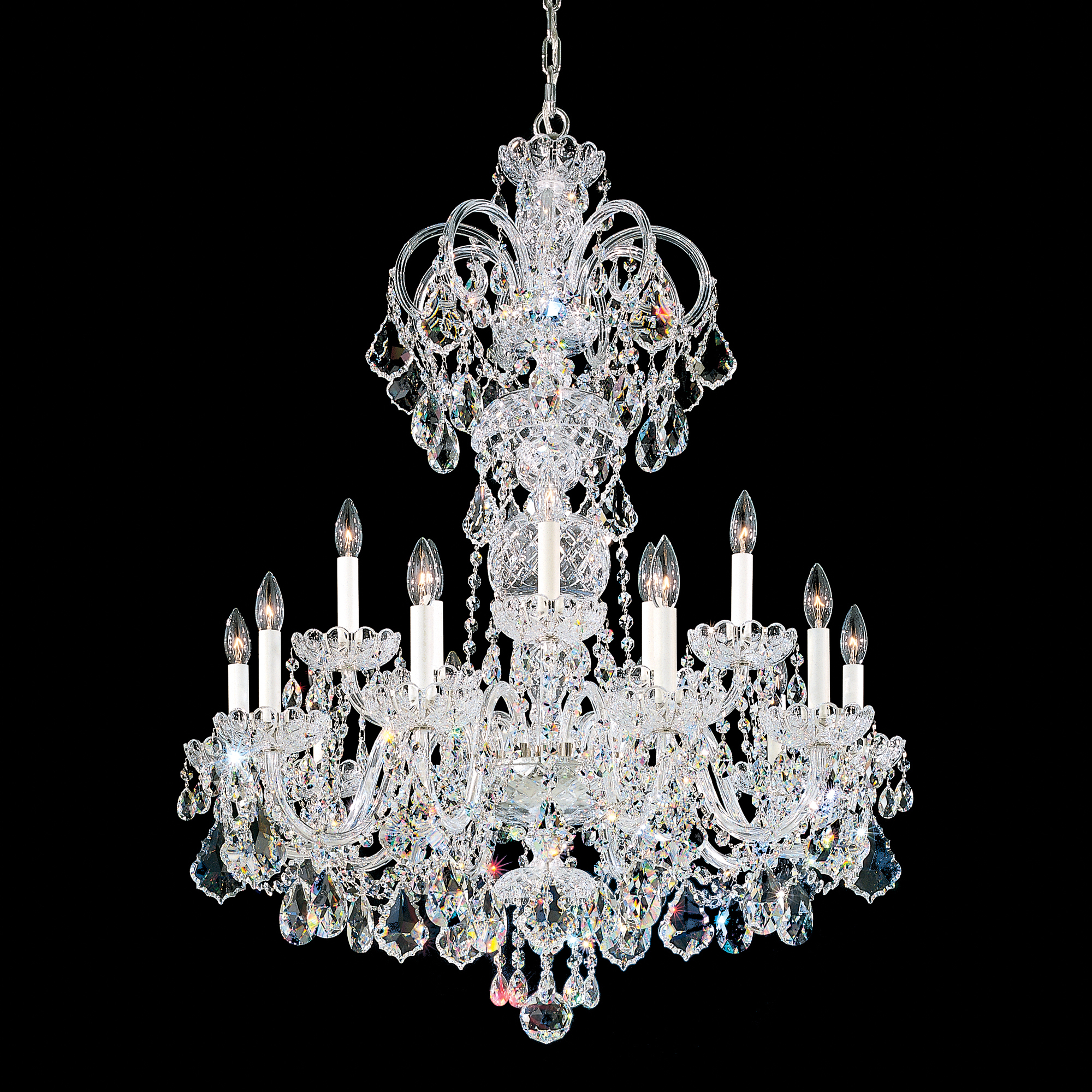 Olde World 15 Light Polished Silver Chandelier Ceiling Light in Heritage