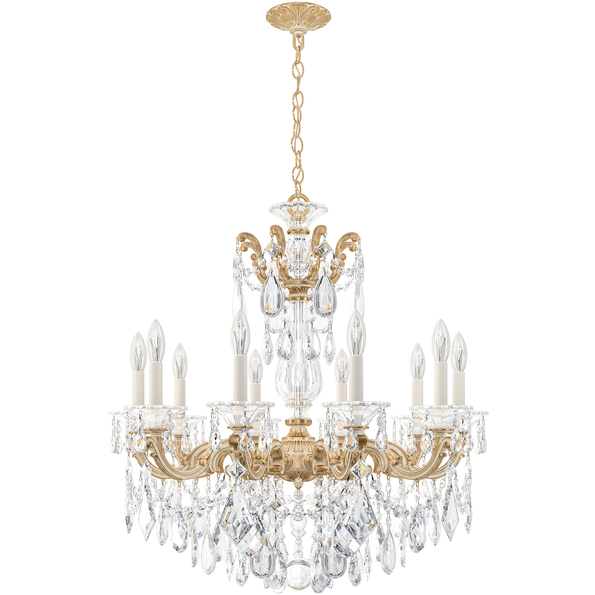 La Scala 10 Light 28 inch Parchment Gold Chandelier Ceiling Light in Heritage, Parchment Gold Cast